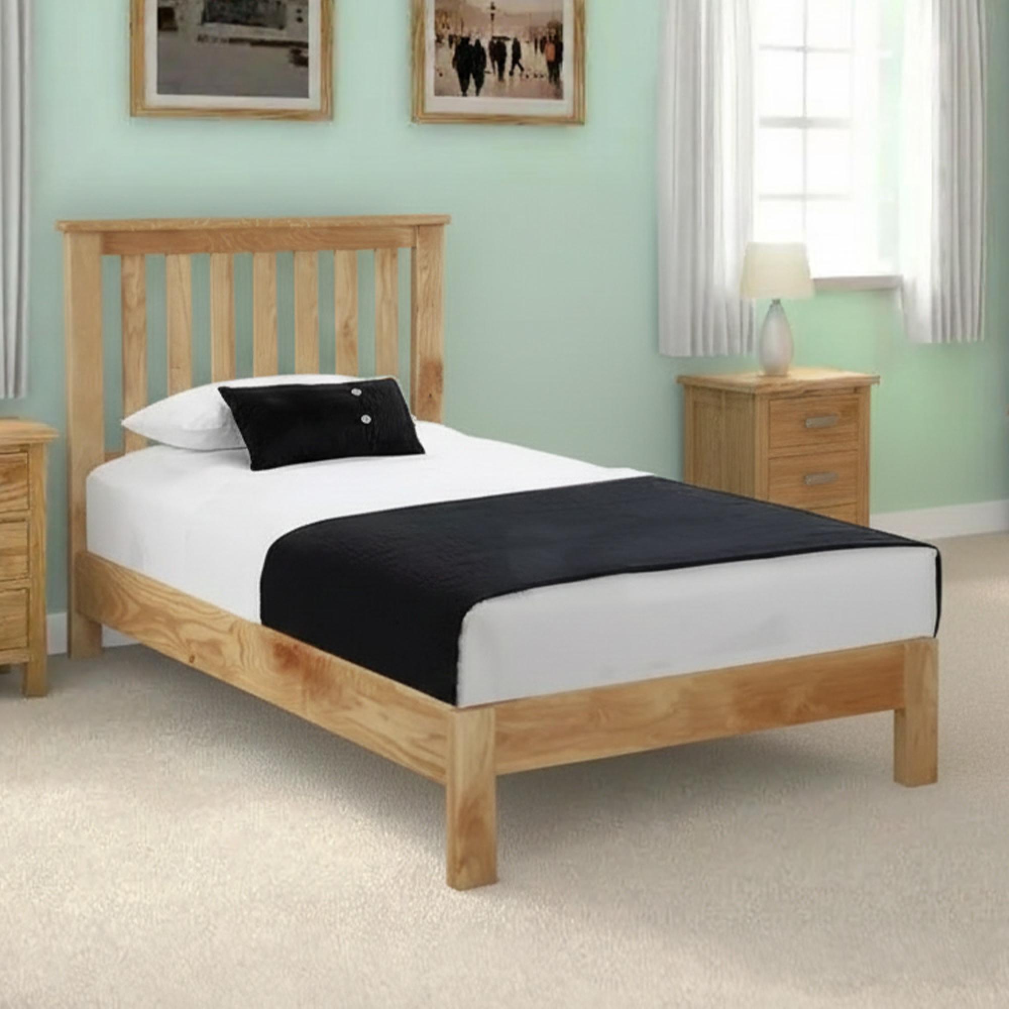 New Trinity Slatted Bed - Natural Oak - 3ft Single