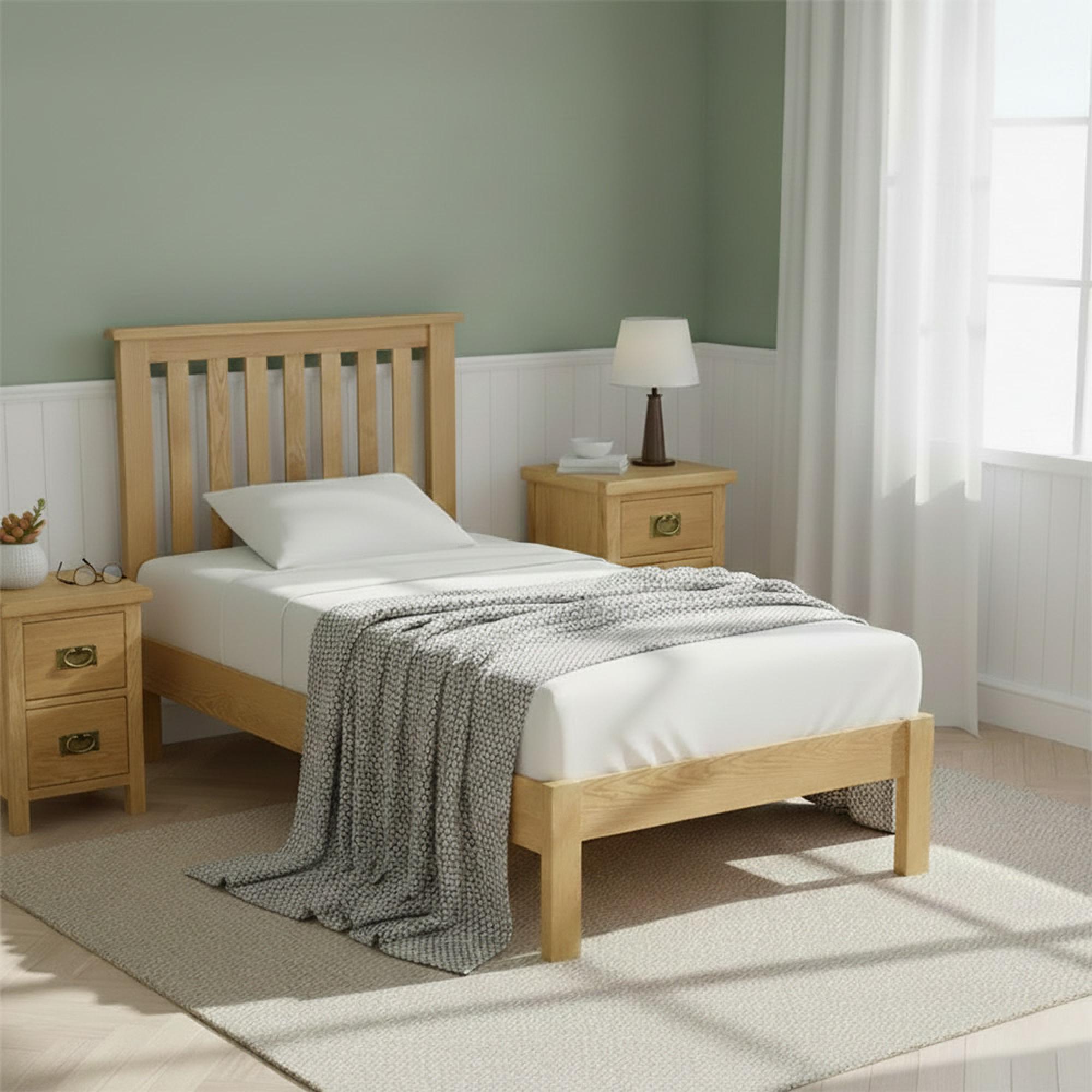 Salisbury Lite Slatted Bed - Oak - 3ft Single