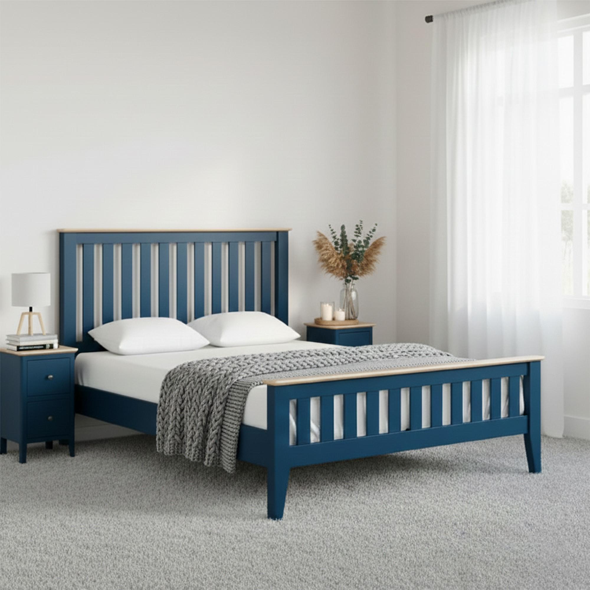 Marlow Slatted Bed - Blue - 4ft 6in Double