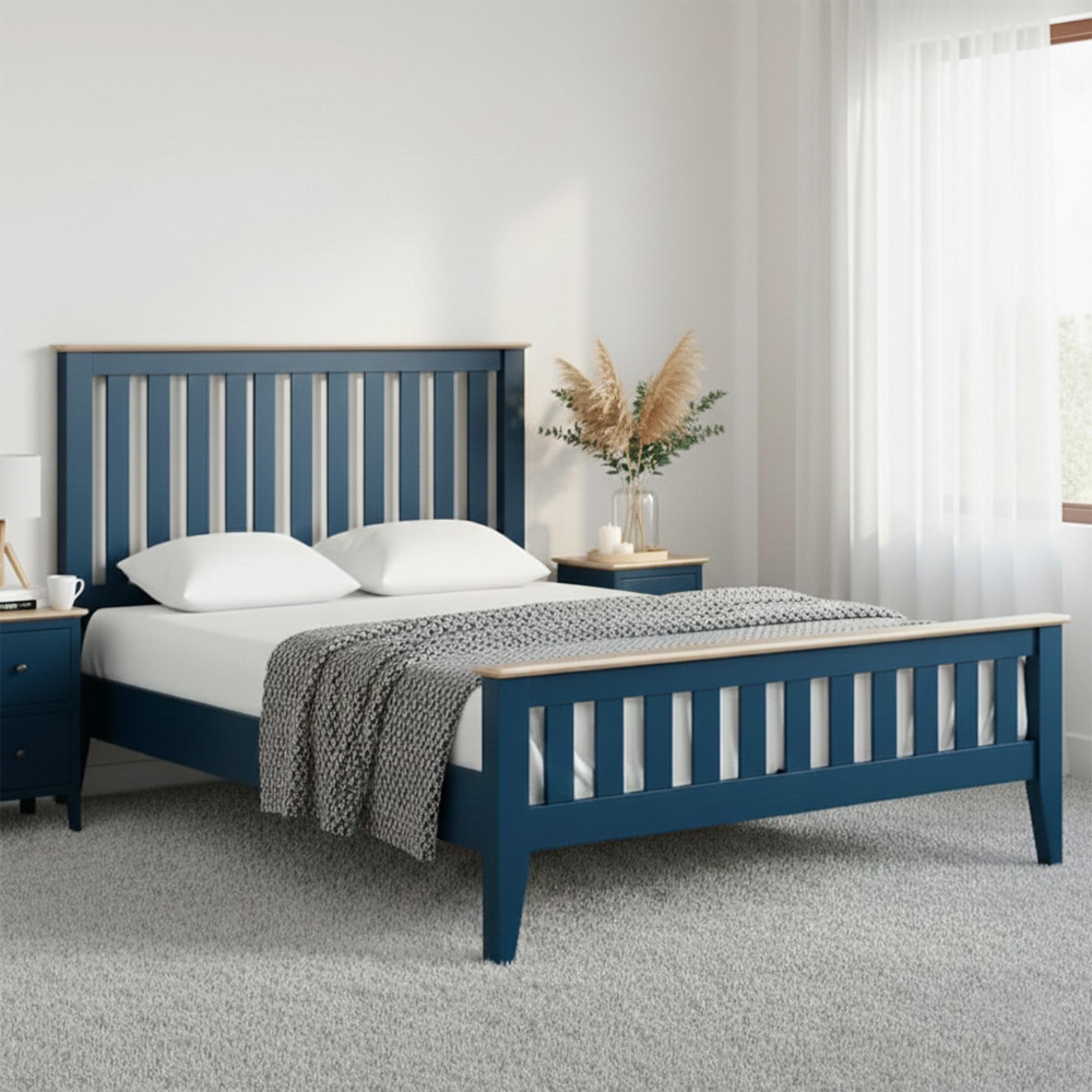 Marlow Slatted Bed - Blue - 6ft Queen Size