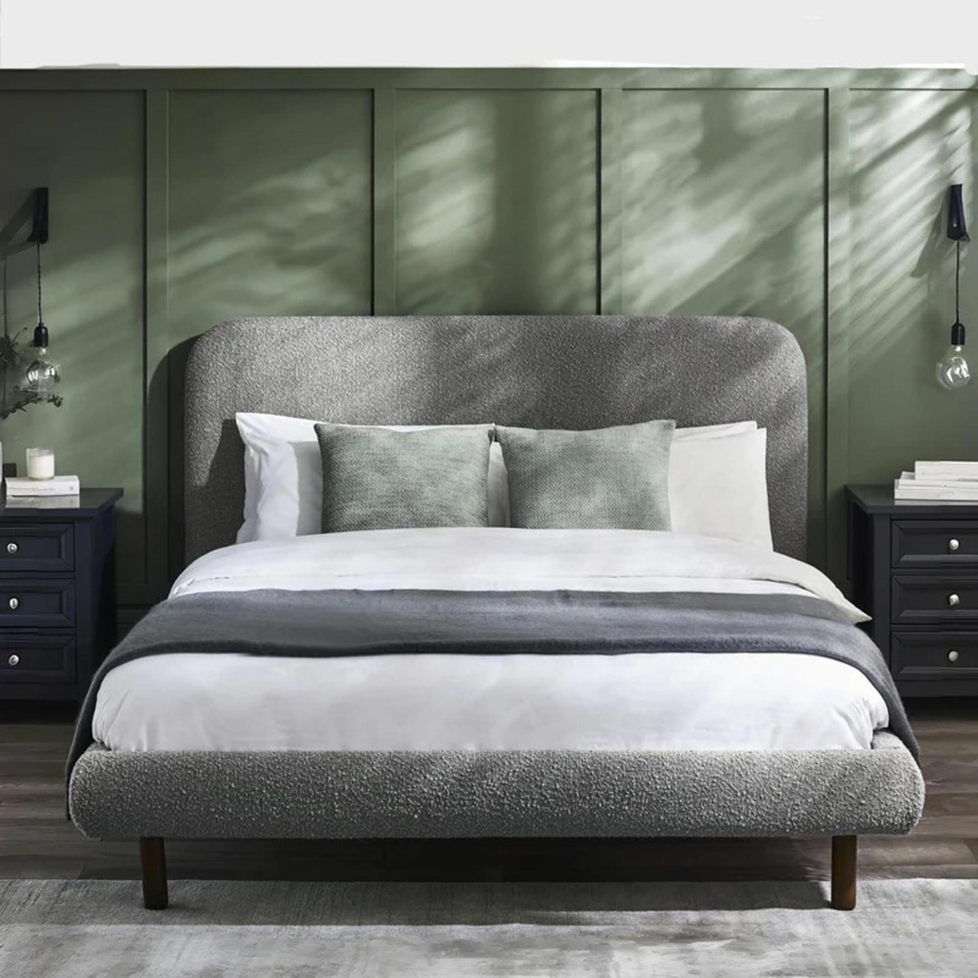 Hannah Bed - Grey Boucle Fabric - Sizes Available