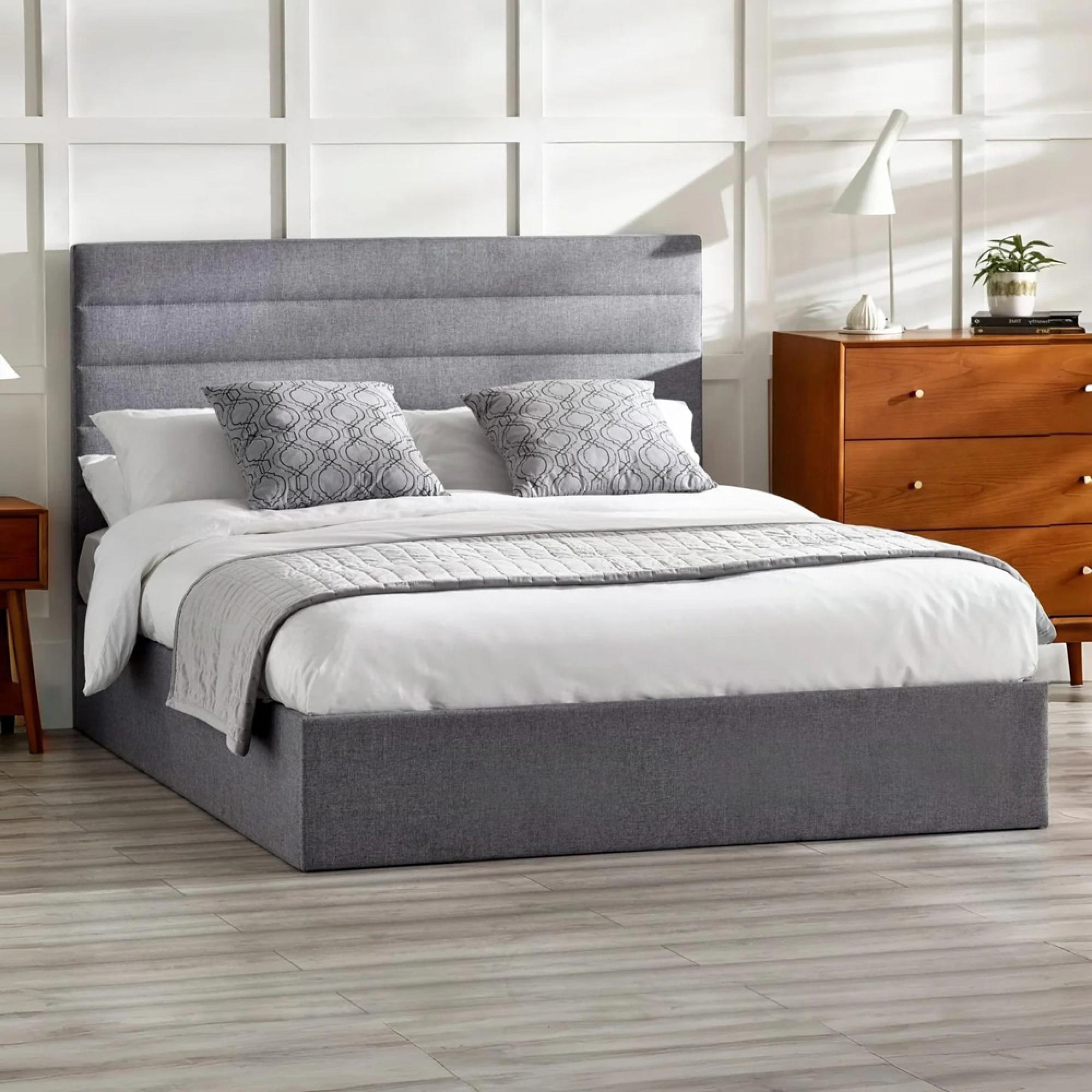 Merida Ottoman Storage Bed - Grey Fabric - Sizes Available