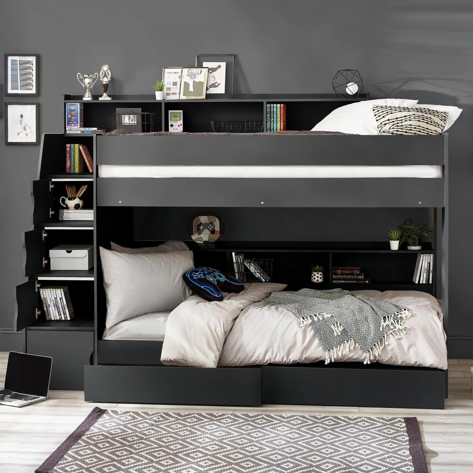 Camelot Staircase Bunk Bed - Dark Grey