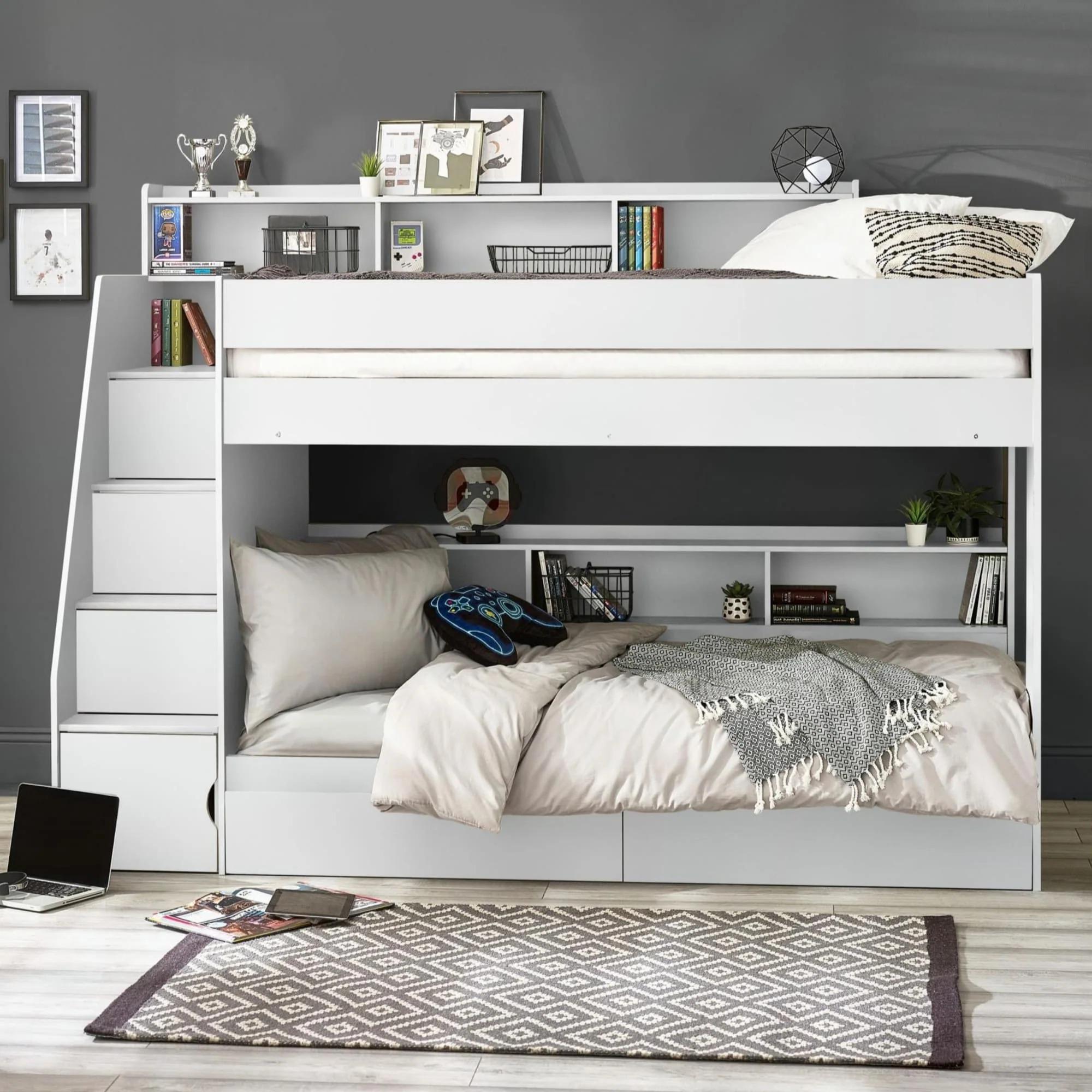 Camelot Staircase Bunk Bed - White