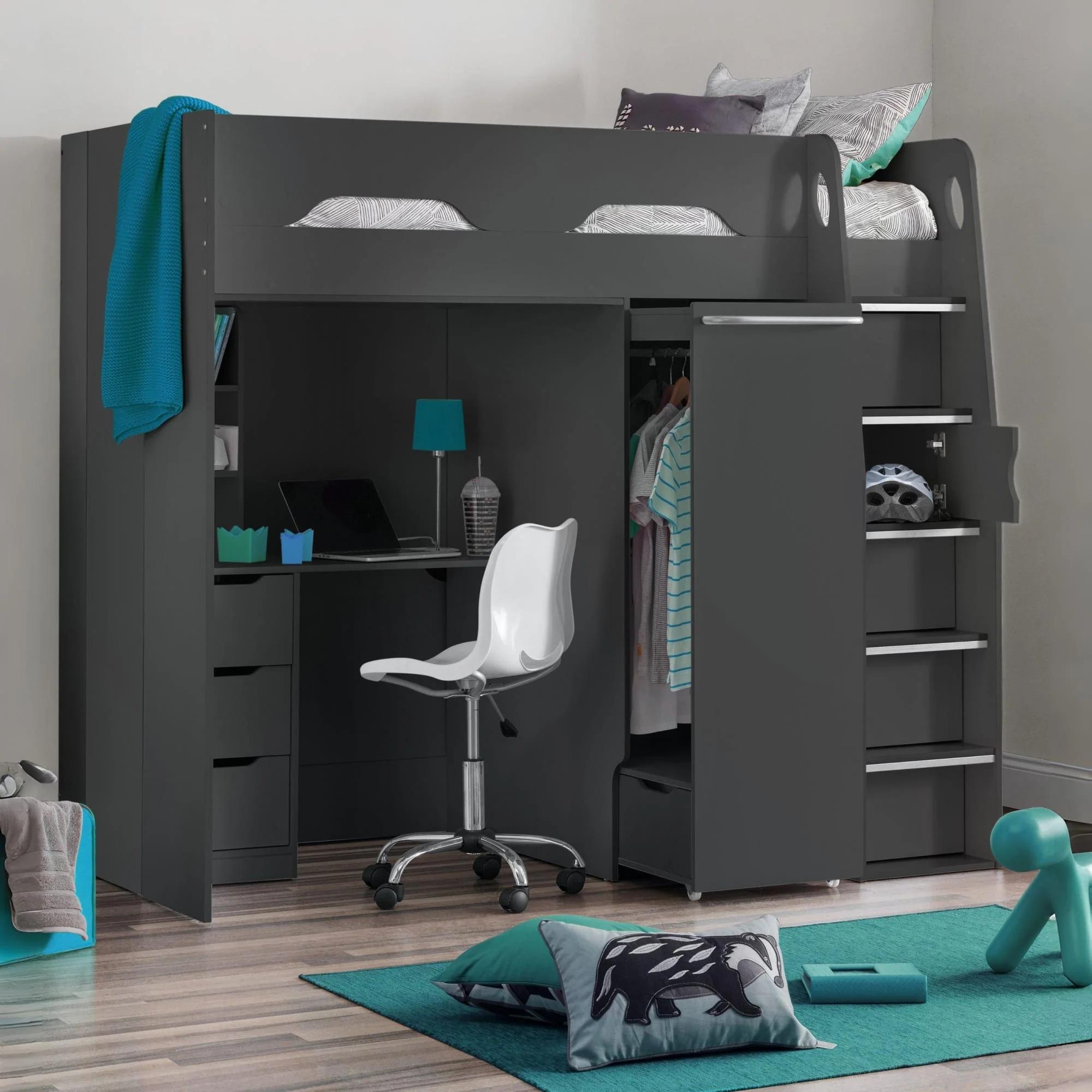 Pegasus Highsleeper Bed - Dark Grey