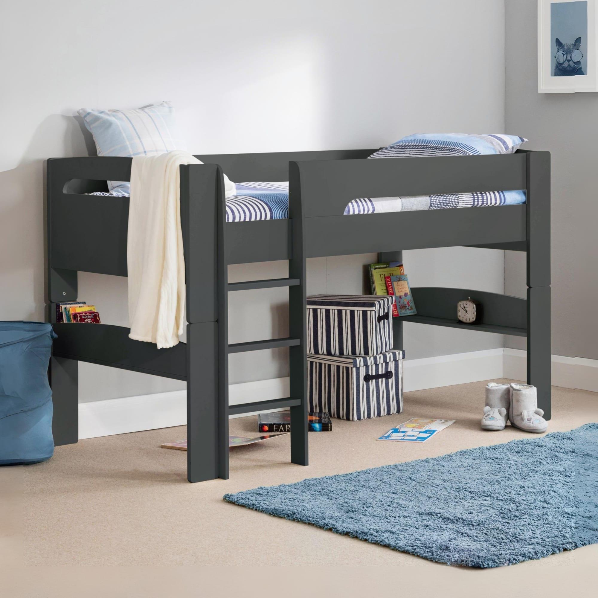 Pluto Midsleeper Bed - Dark Grey