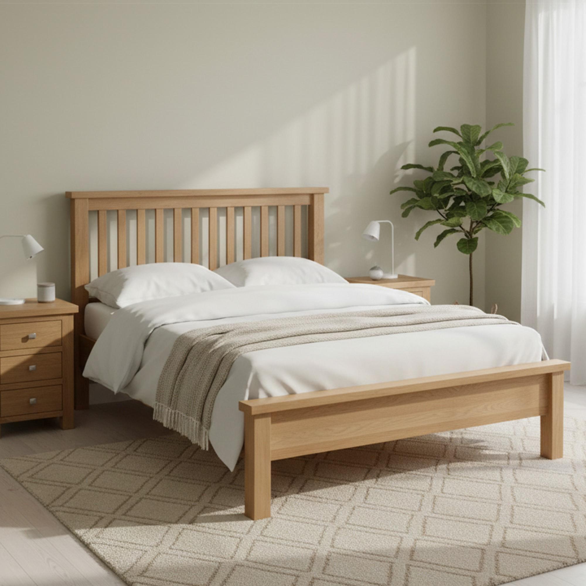 Appleby Bed - Slatted - Oak - Sizes Available