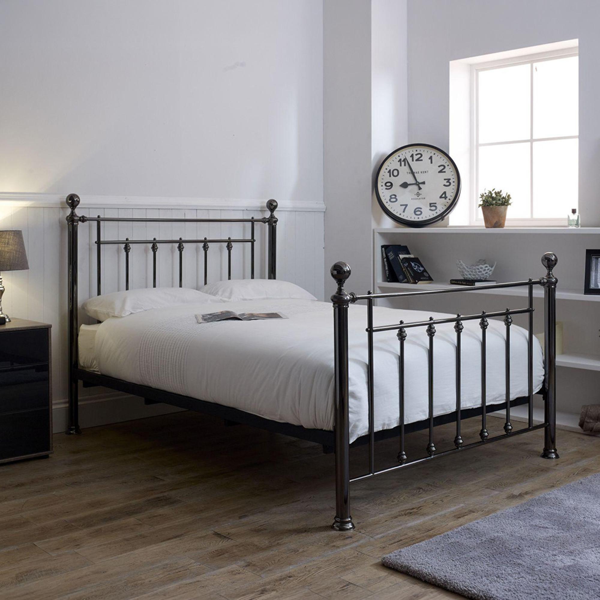 Lane Black Chrome Metal Bed - Sizes Available