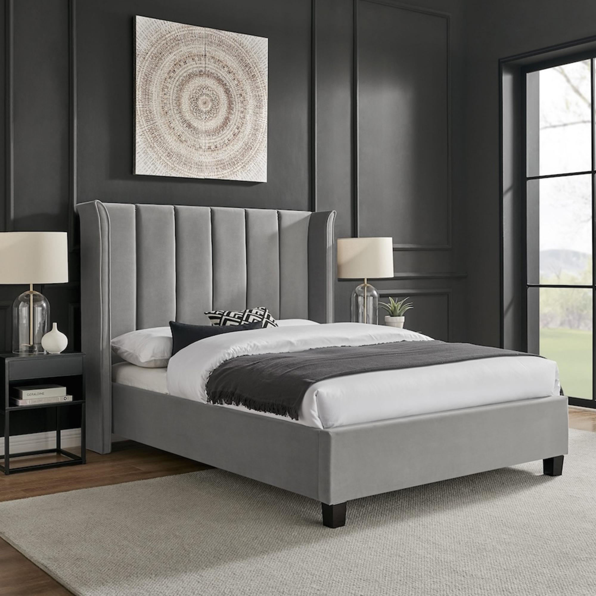 Posey Silver Fabric Bed - Sizes Available