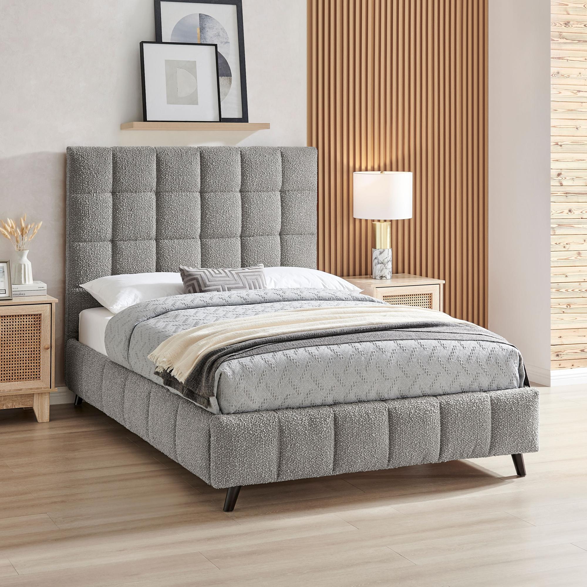 Stark Dove Grey Boucle Fabric Bed - Sizes Available