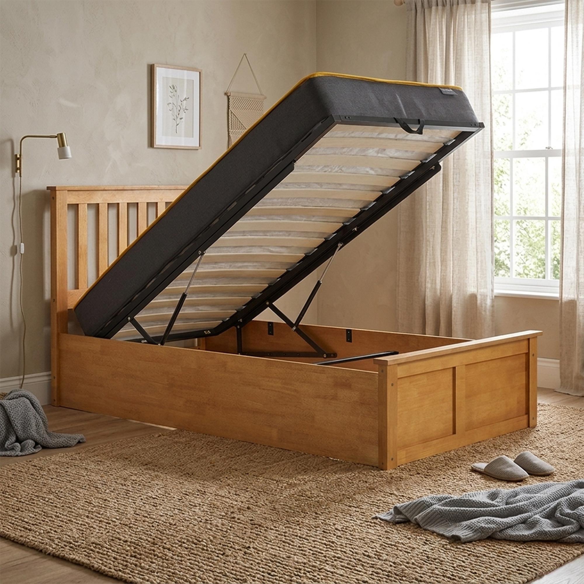 Phoenix Ottoman Storage Bed - 3ft Single - Oak