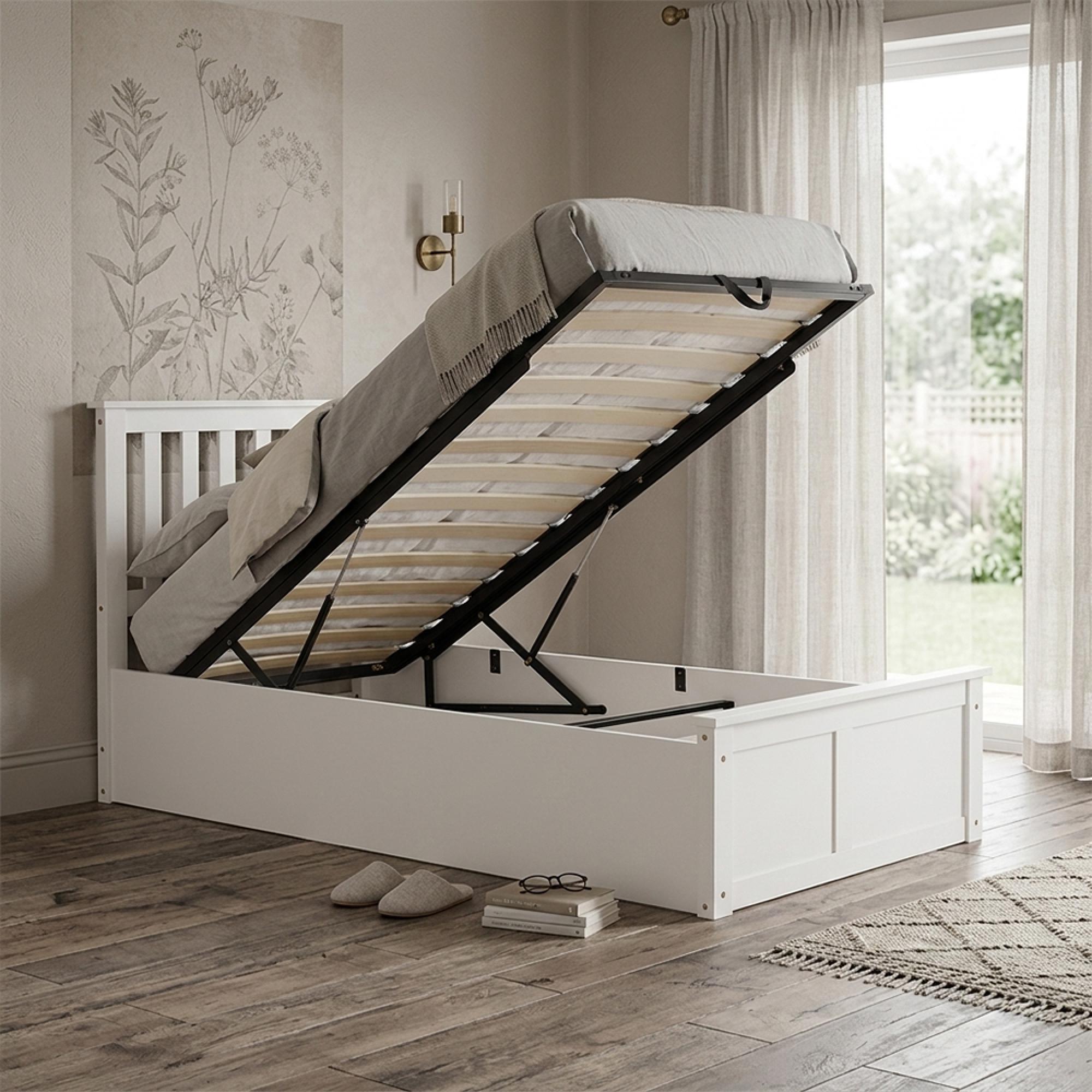 Phoenix Ottoman Storage Bed - 3ft Single - White