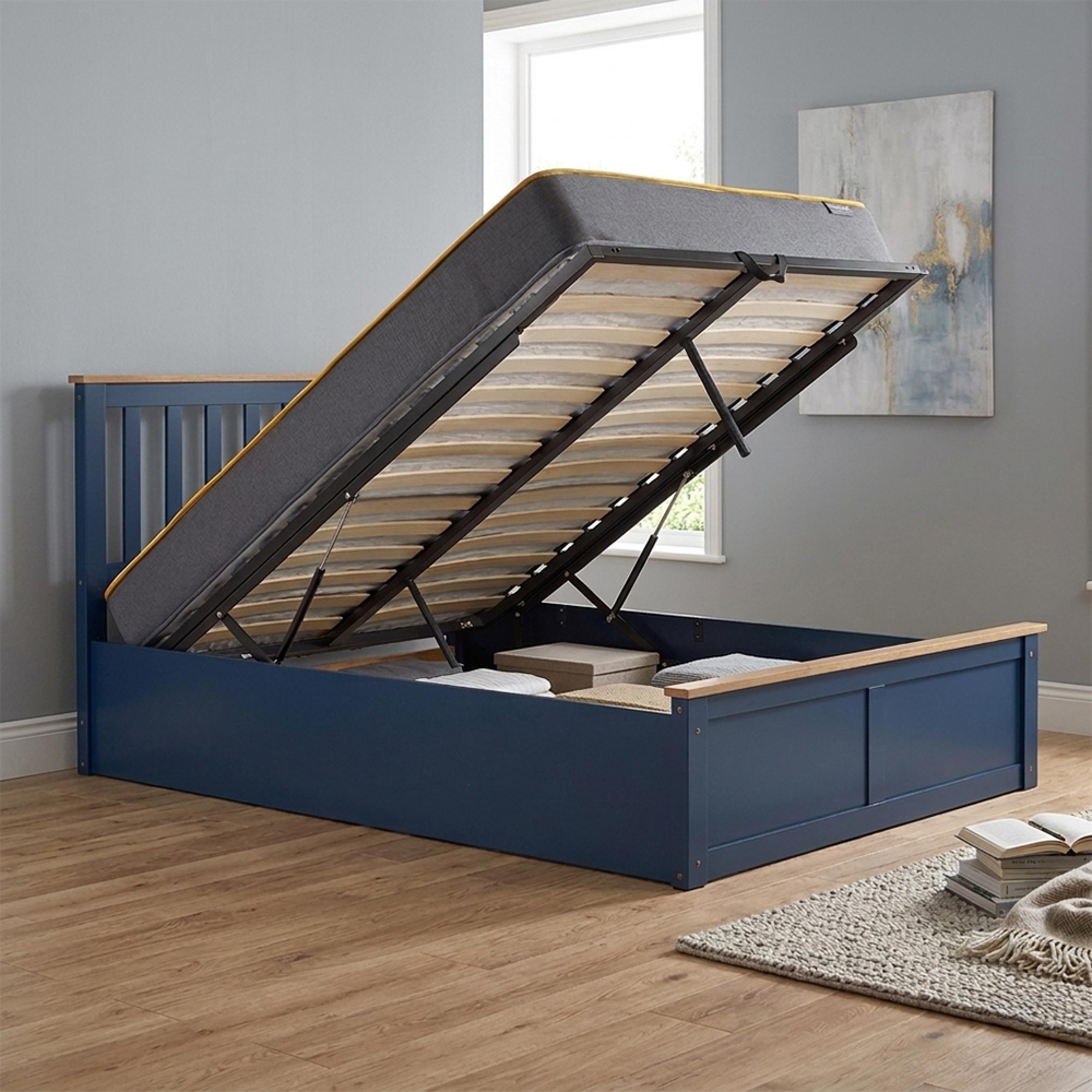 Phoenix Ottoman Storage Bed - 4ft Small Double - Navy Blue