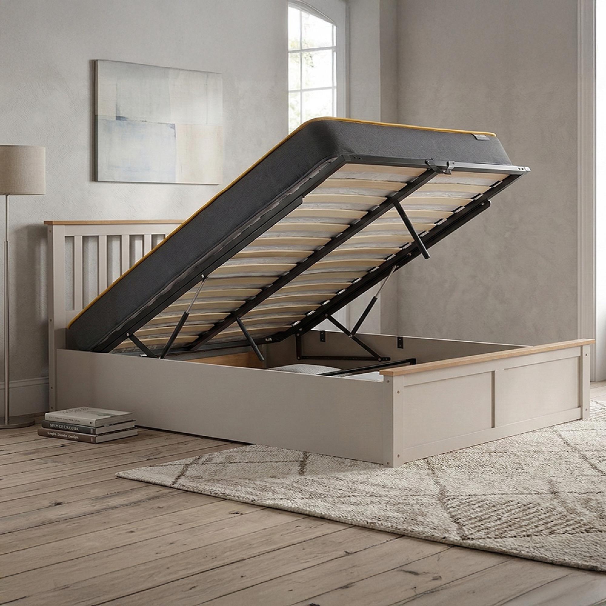 Phoenix Ottoman Storage Bed - 5ft King Size - Pearl Grey