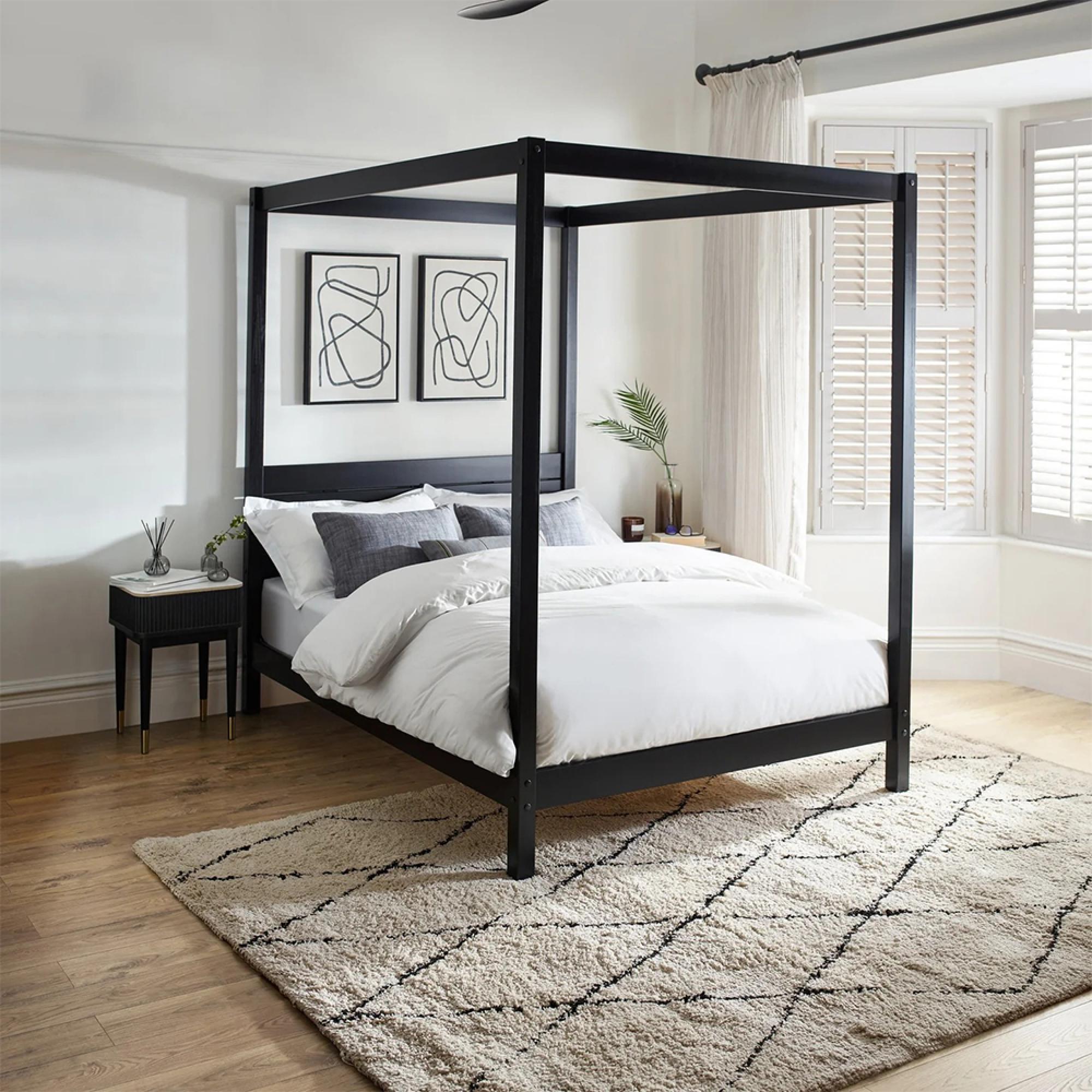 Roxanne 4 Poster Canopy Bed - Black - Sizes Available