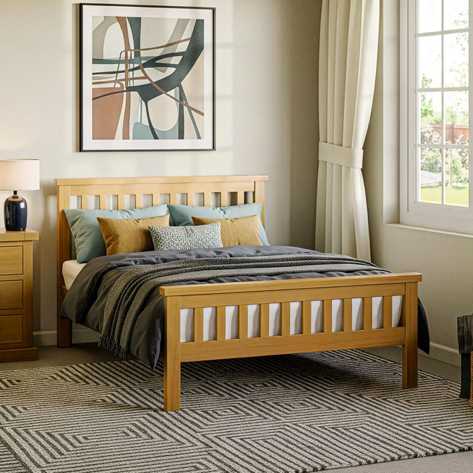 Churchill Waxed Pine Slatted Bed - Sizes Available