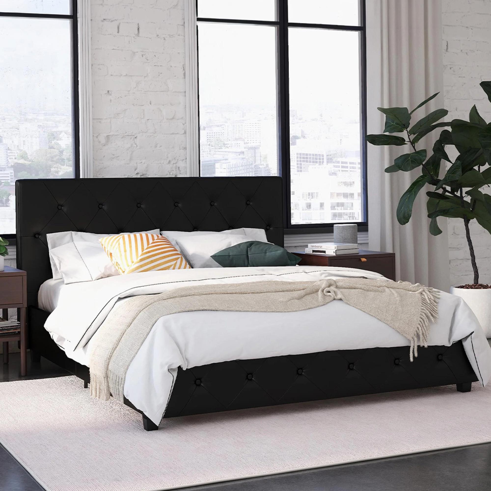 Dakota Fabric Bed - Black - Sizes Available - 4026009UK