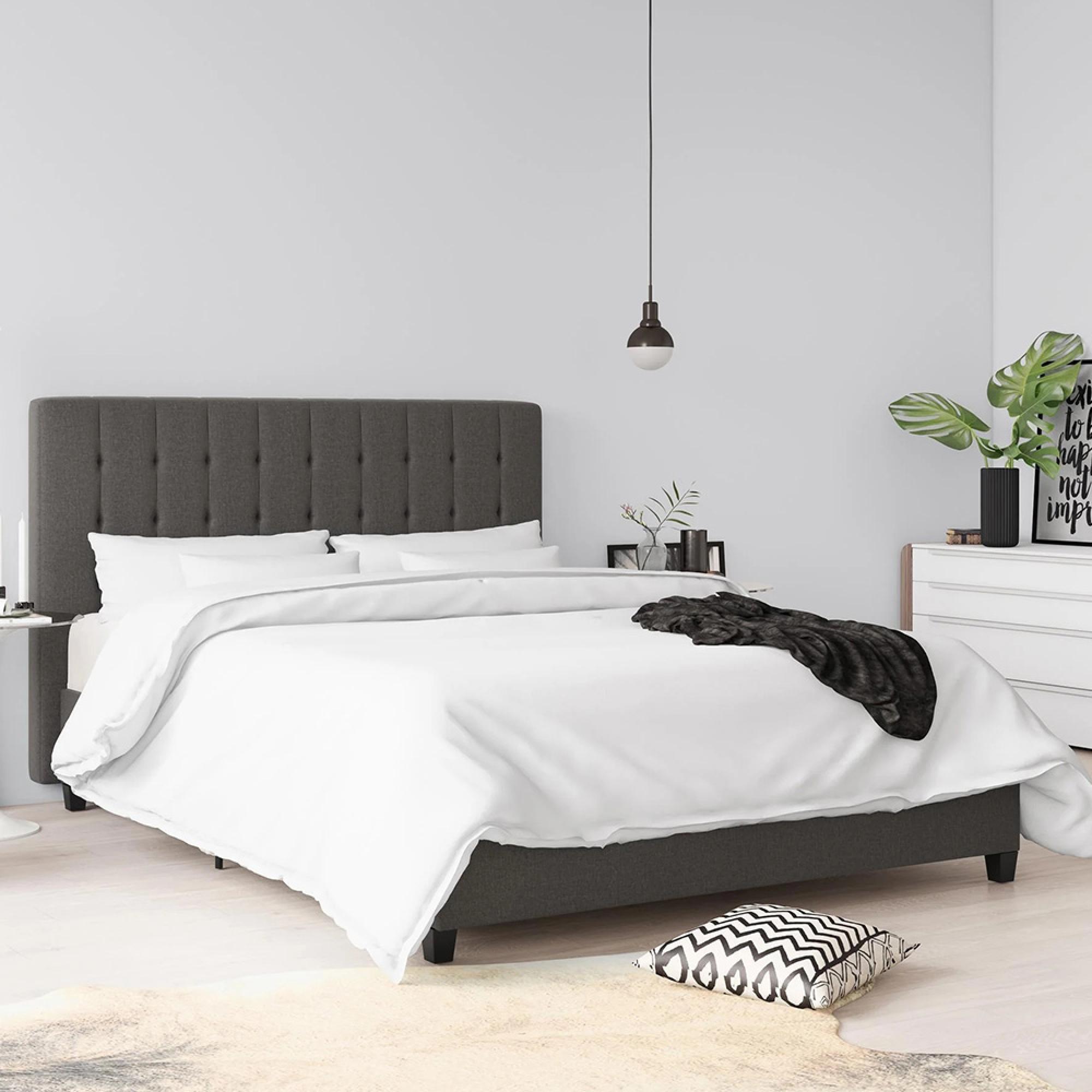 Emily Linen Fabric Bed - Grey - 5ft King Size - 4108439UK