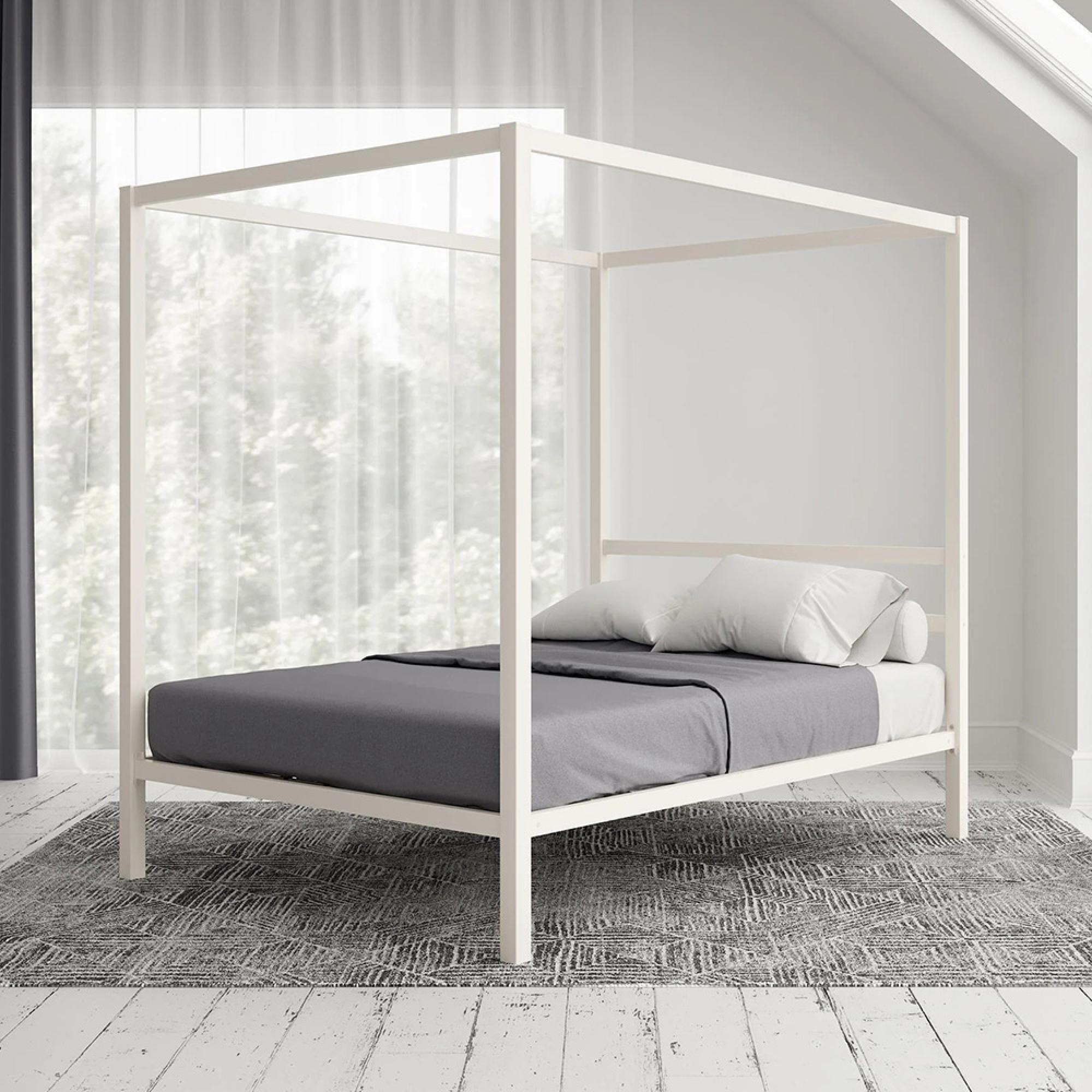 Modern Metal Bed - White - 4ft 6in Double - 4073139UK