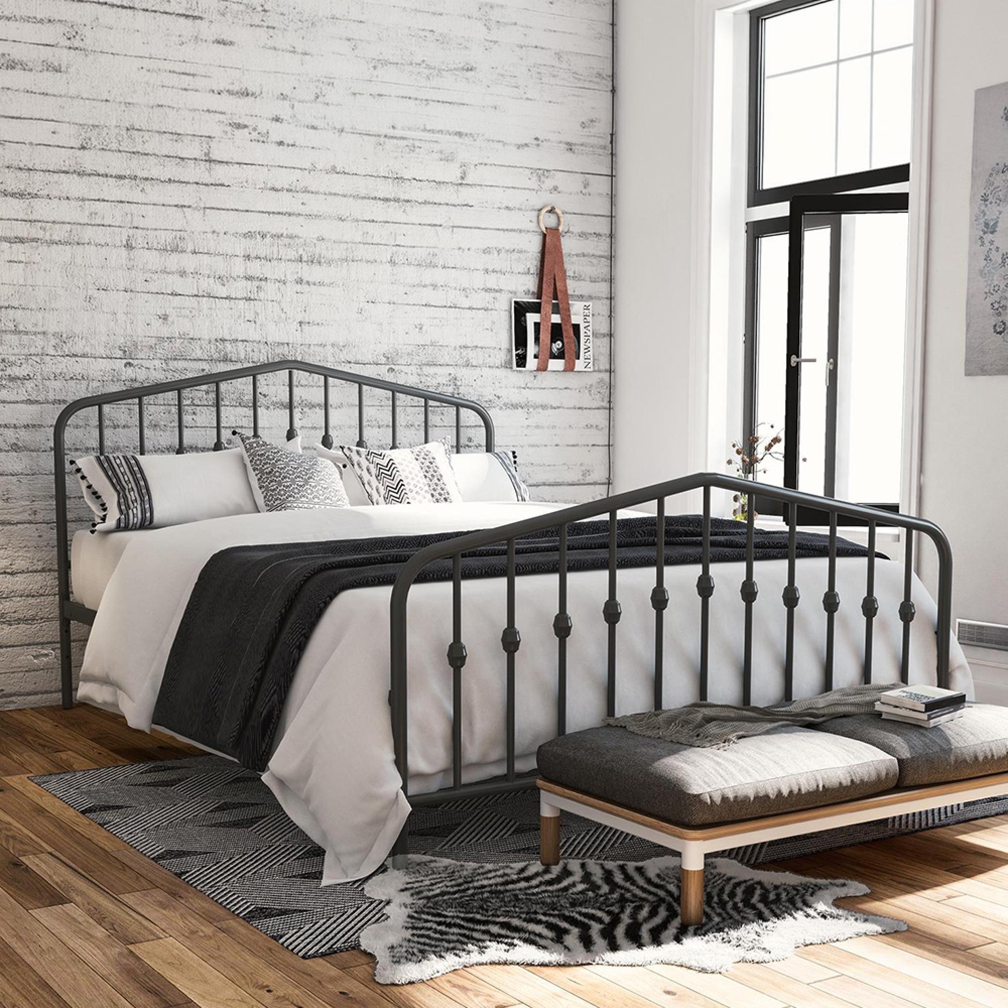 Novogratz Bushwick Metal Bed - Grey - Sizes Available - 4044429NUK