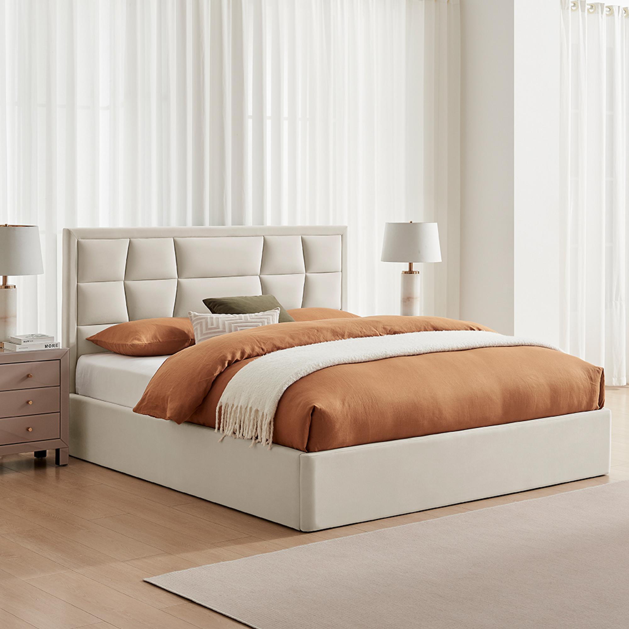 Clarke Ottoman Storage Bed - Natural Fabric - Sizes Available