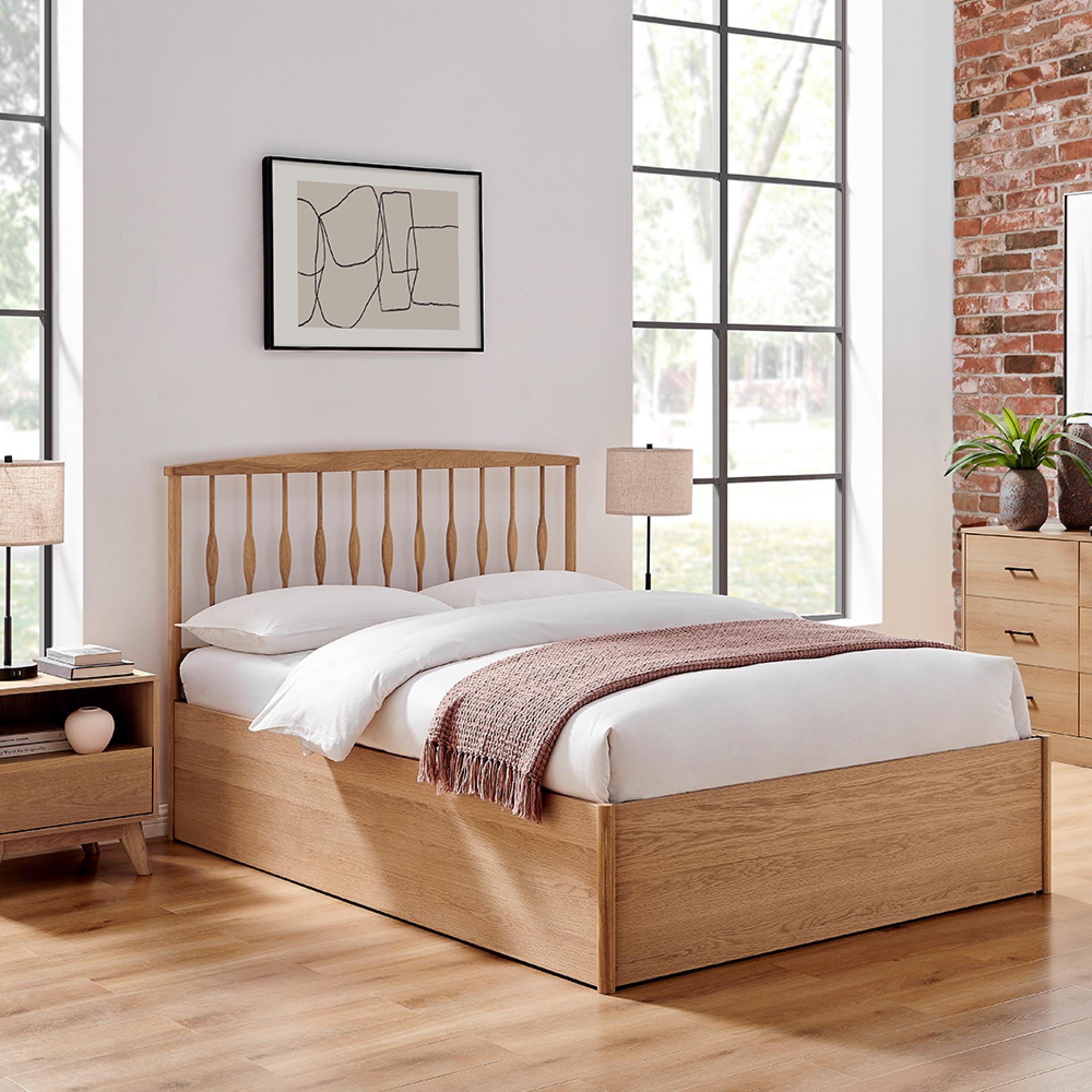 Jarvis Ottoman Storage Bed - Oak - Sizes Available