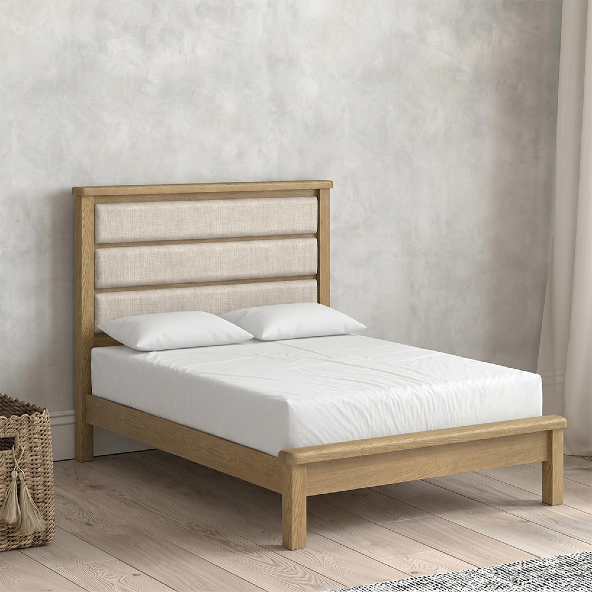 Dorchester Bed - 4ft 6in Double - Low Foot End - Rustic Oak