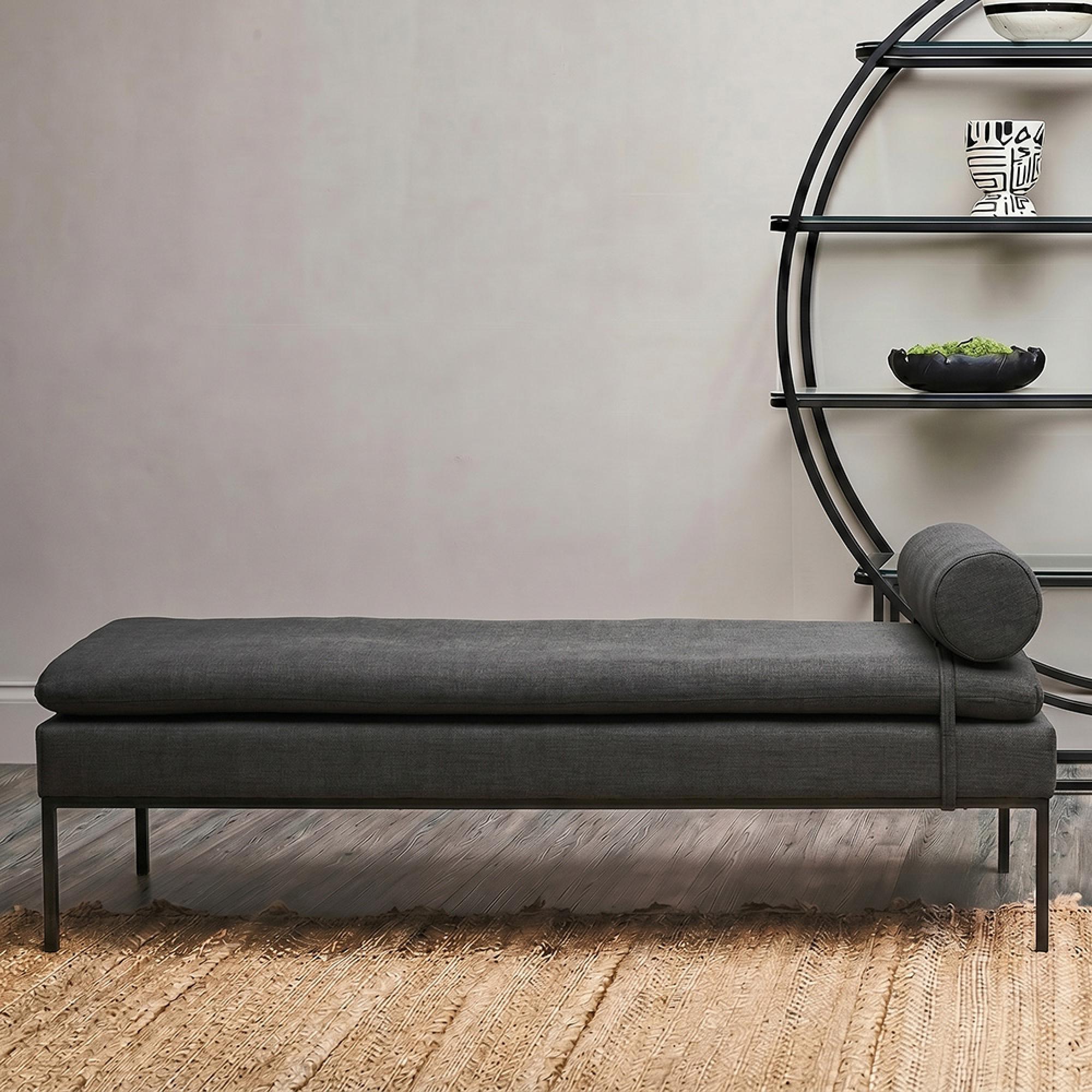Harley Day Bed - Dark Grey Linen Fabric