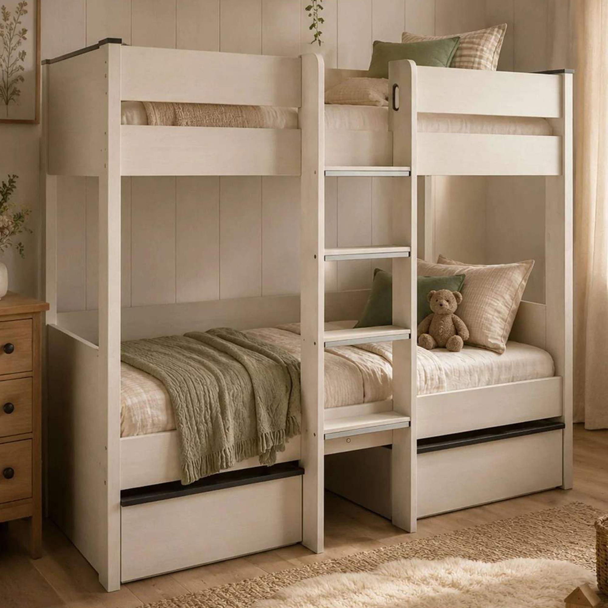 Celeste Bunk Storage Bed - Nordic White - Wood