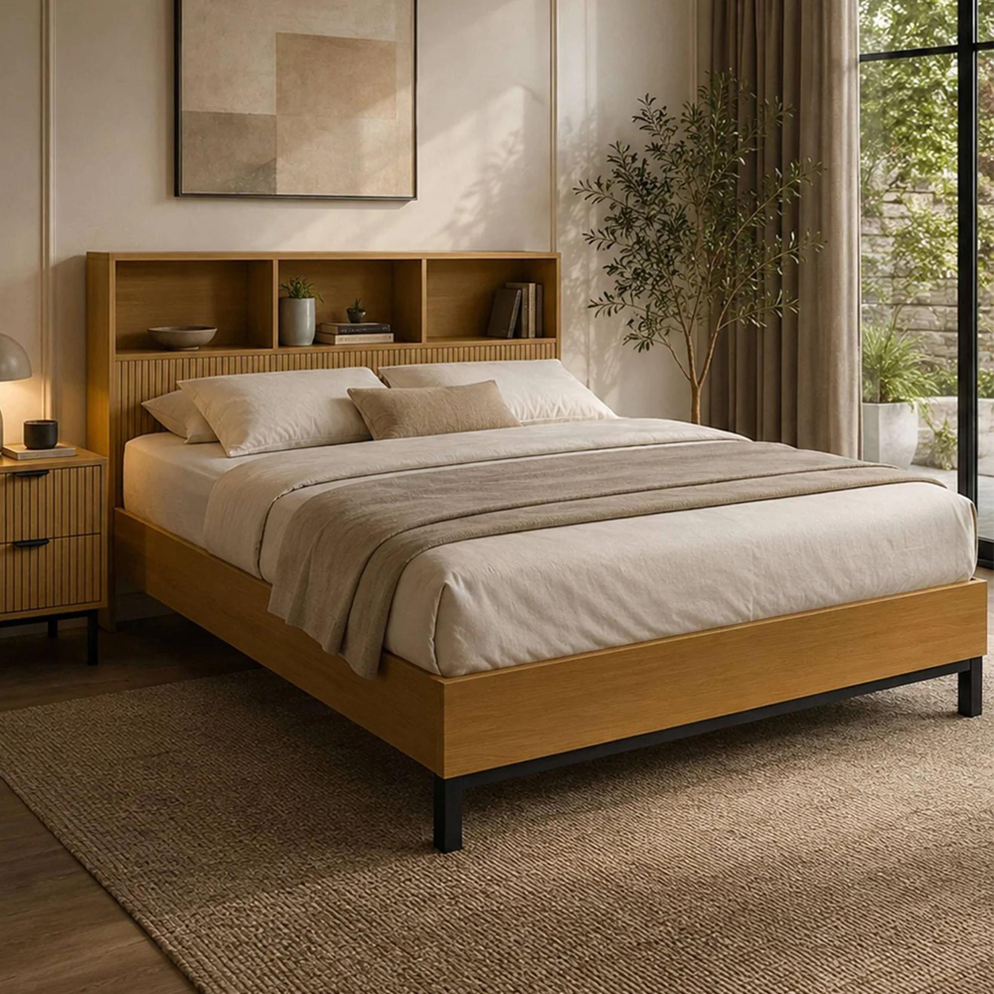 Sia Bookcase Bed - Oak Effect - Sizes Available