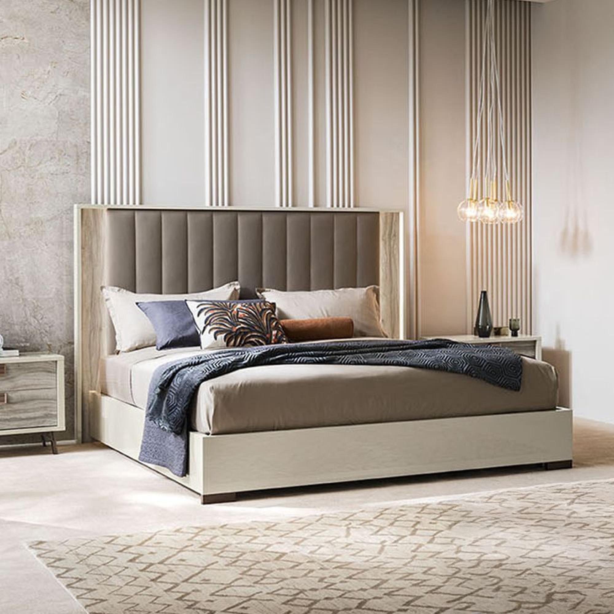 Jupiter Bed - Eco Stone and High Gloss Pearl Line - Sizes Available