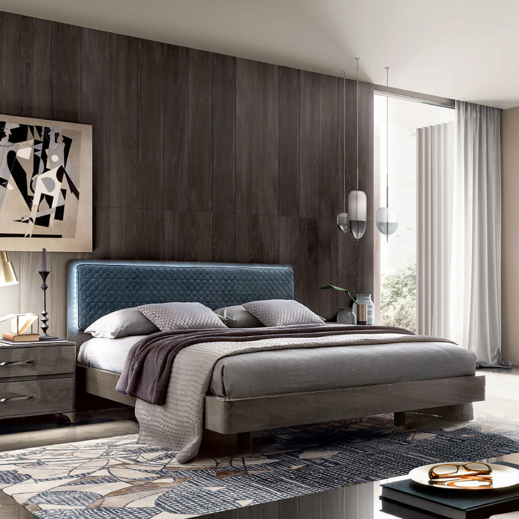 Maia Italian Bed - 5ft King Size - Blue and Silver Birch