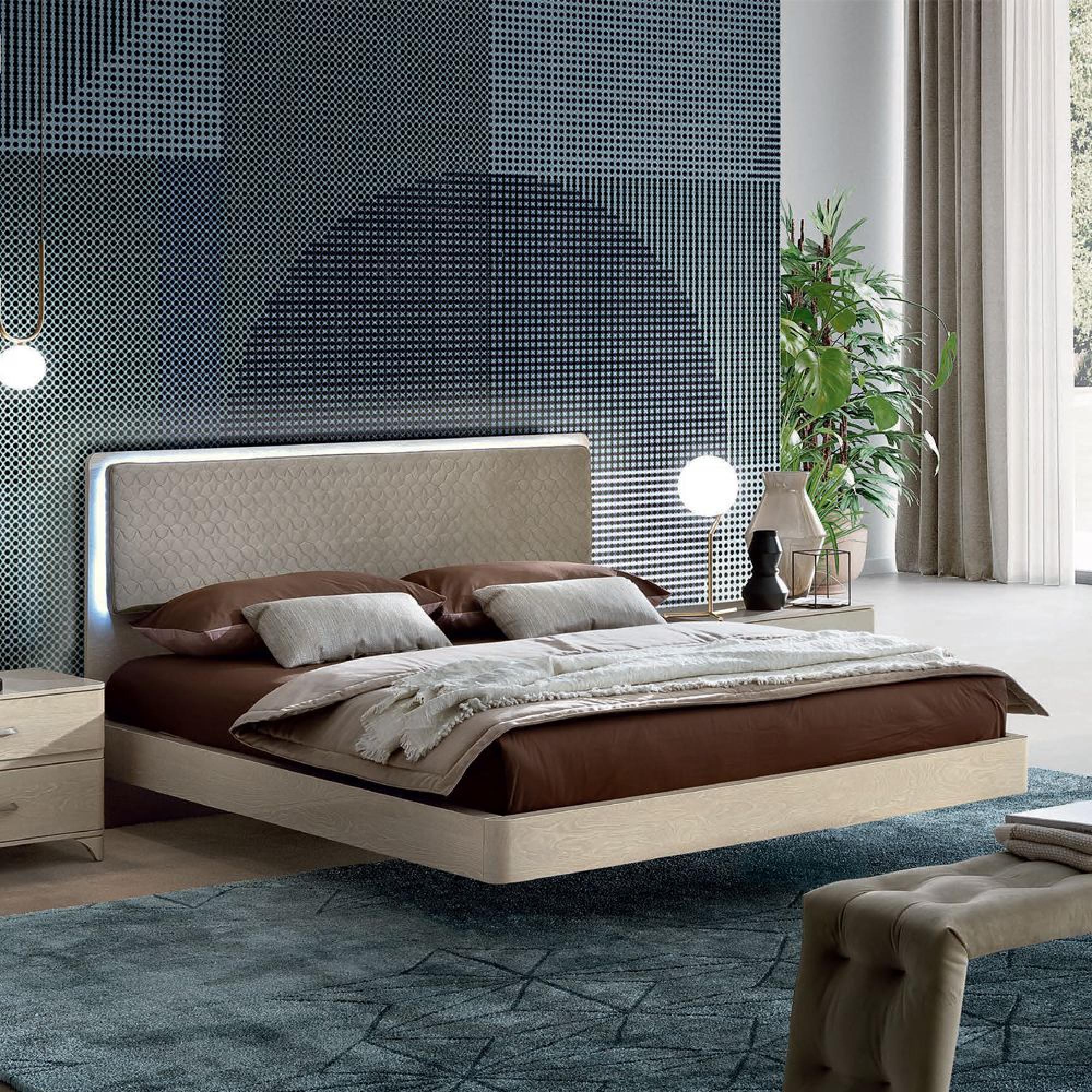 Maia Italian Bed - 6ft Queen Size - Grey and Sand Birch