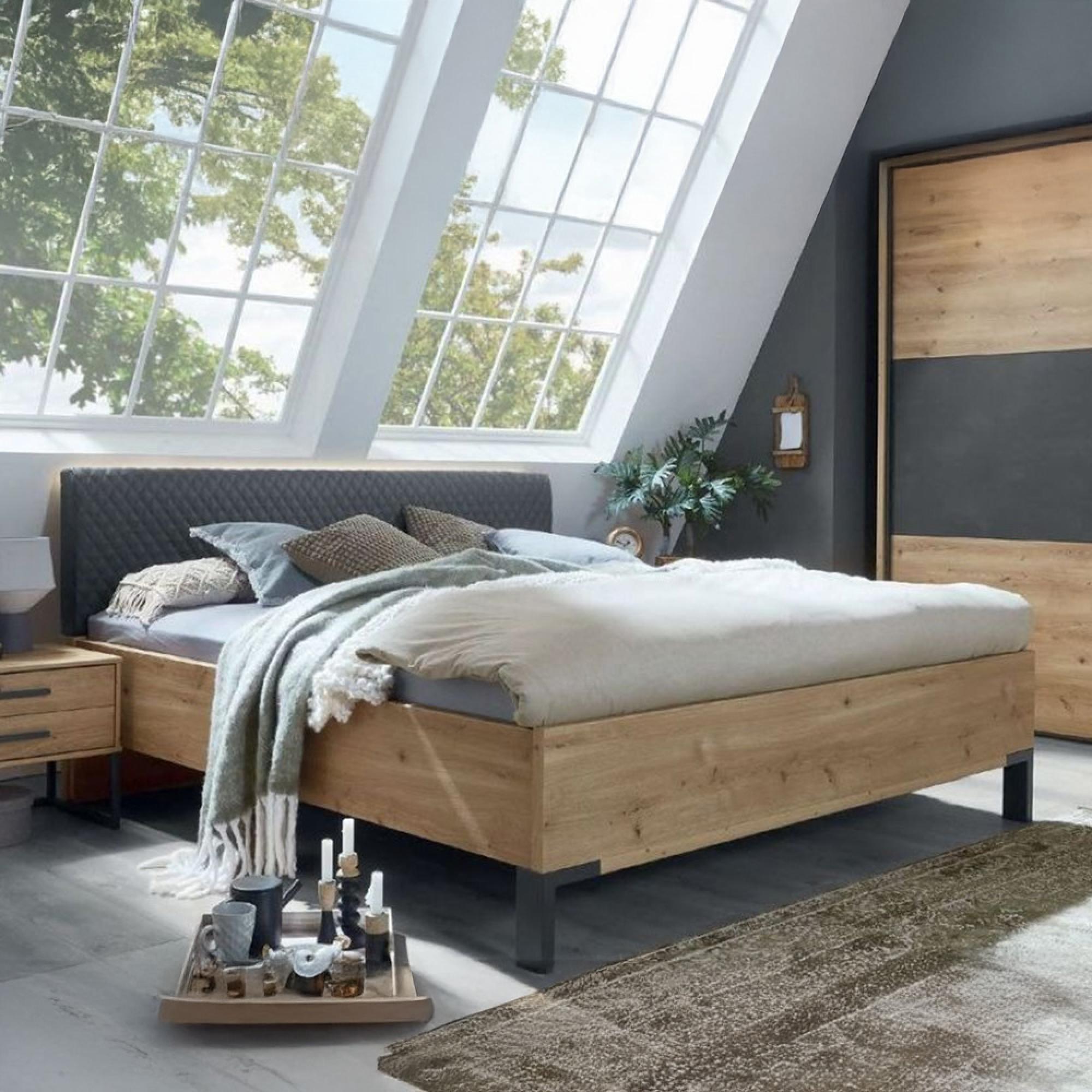 Breda Bianco Oak Anthracite Cushion Headboard - Sizes Available