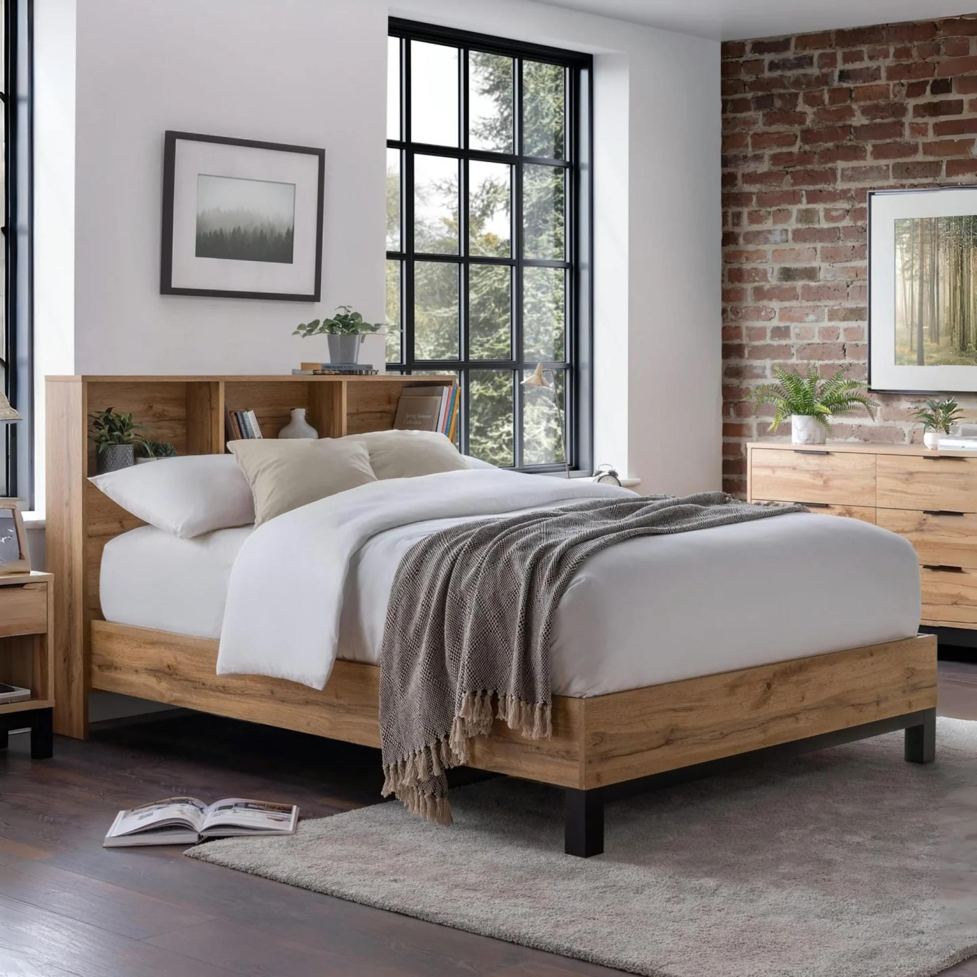 Bali Oak Bookcase Bed - Sizes Available