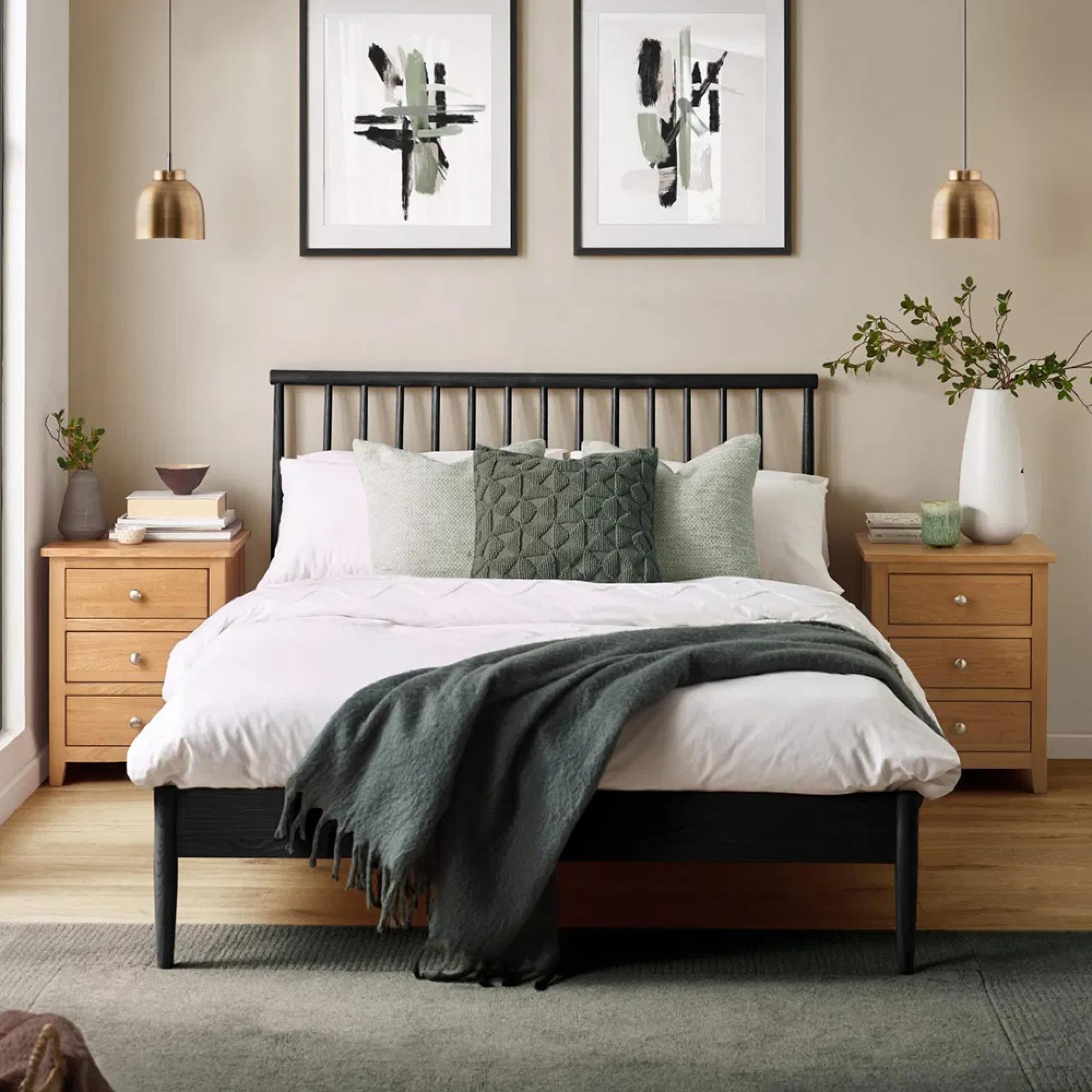 Belton Black Oak Spindle Bed - Sizes Available