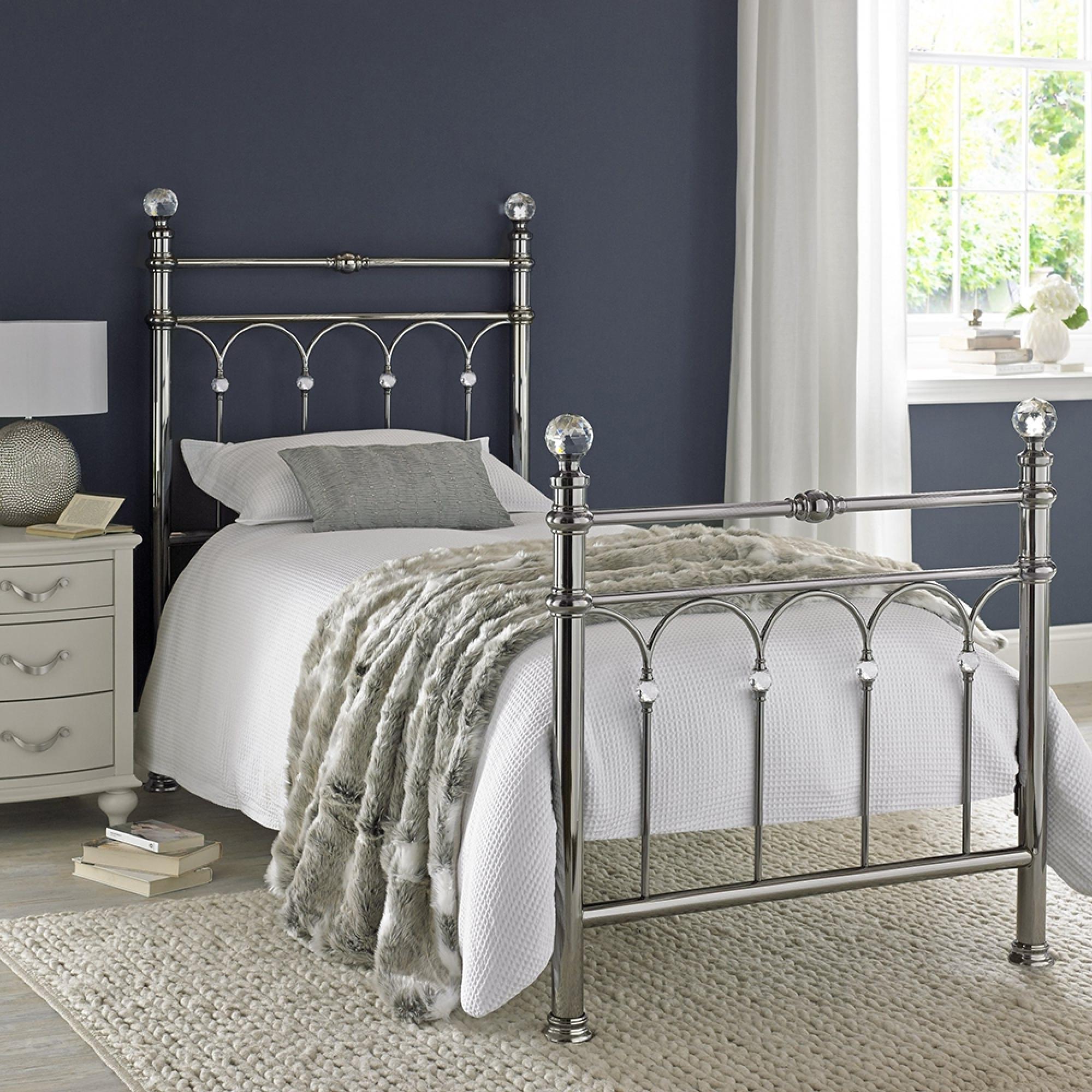 Krystal Antique Nickel Metal Bedstead - 3ft Single