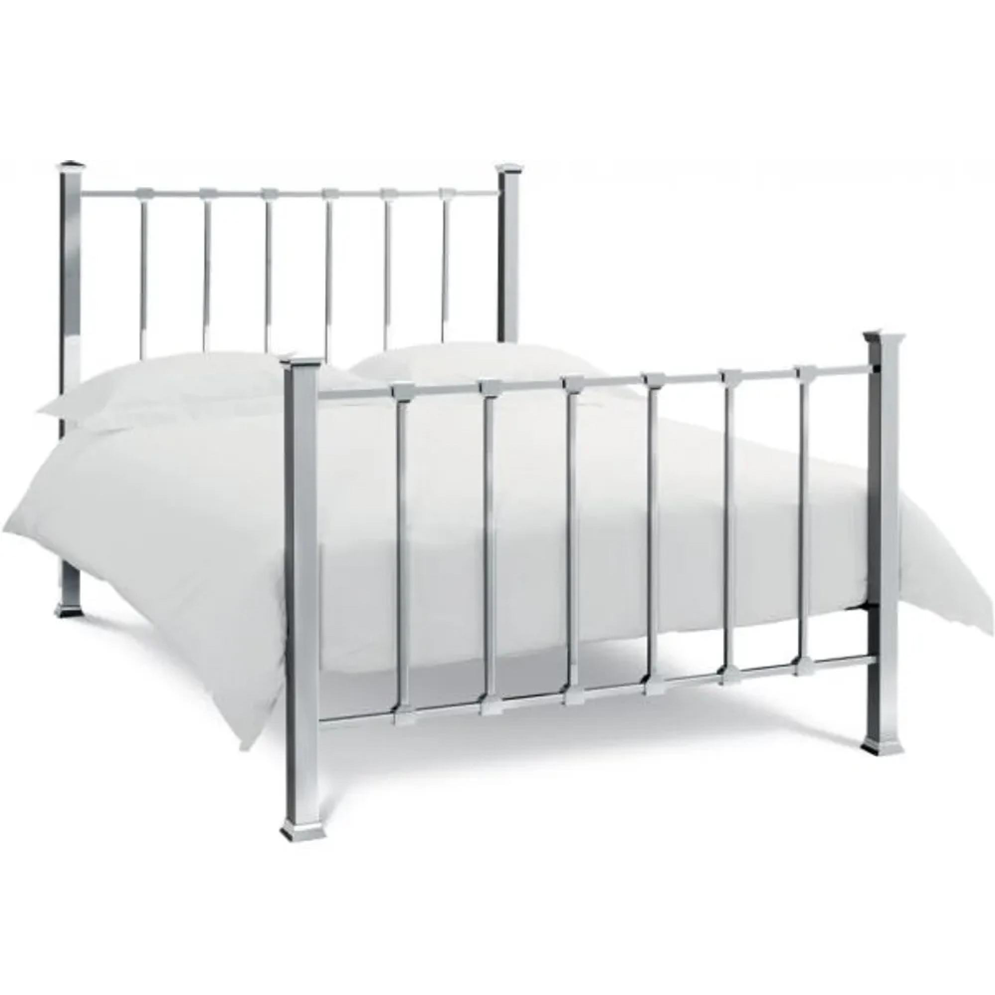 Madison Shiny Nickel Metal Bedstead - 4ft 6in Double