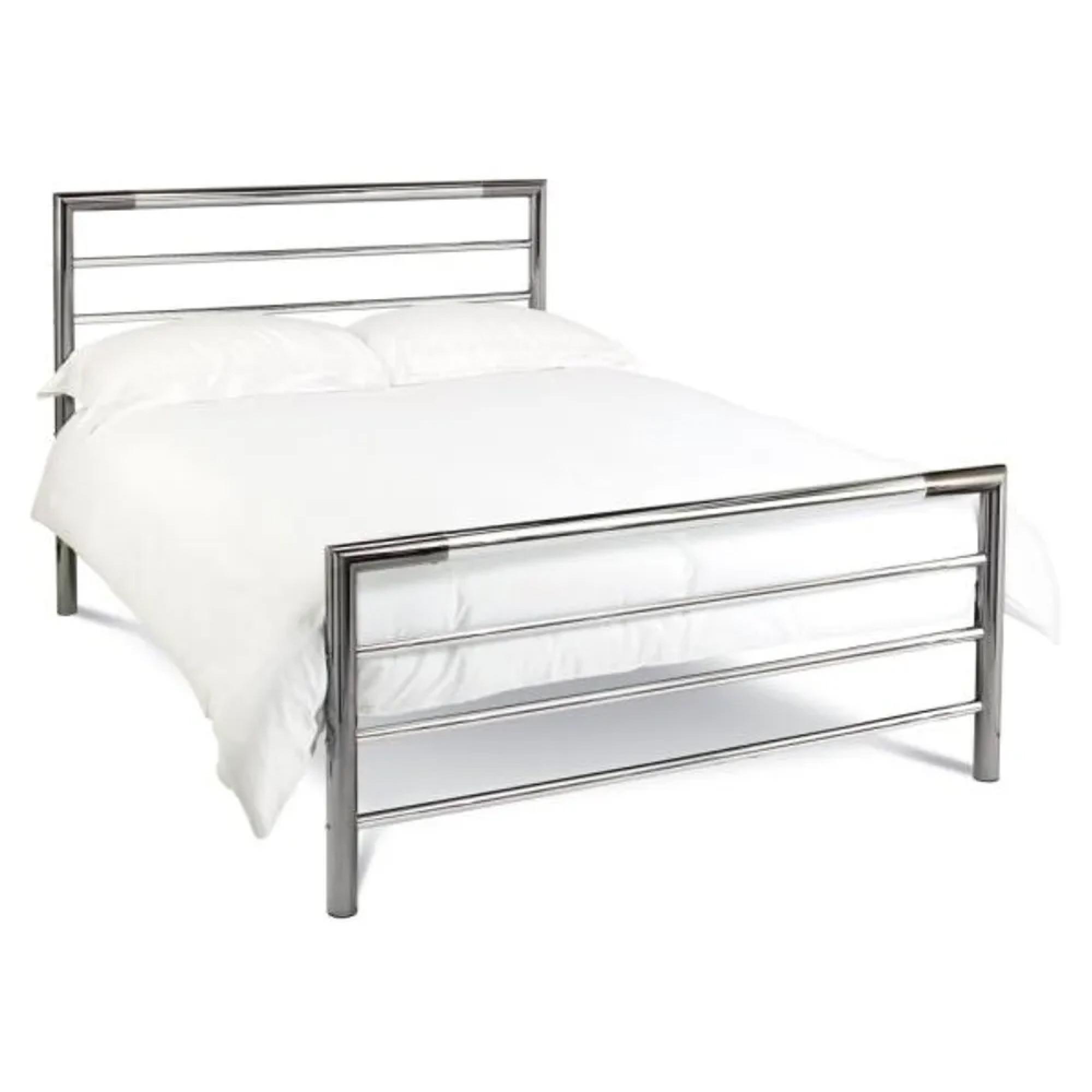 Urban Shiny Nickel & Black Nickel Metal Bedstead - 5ft King Size