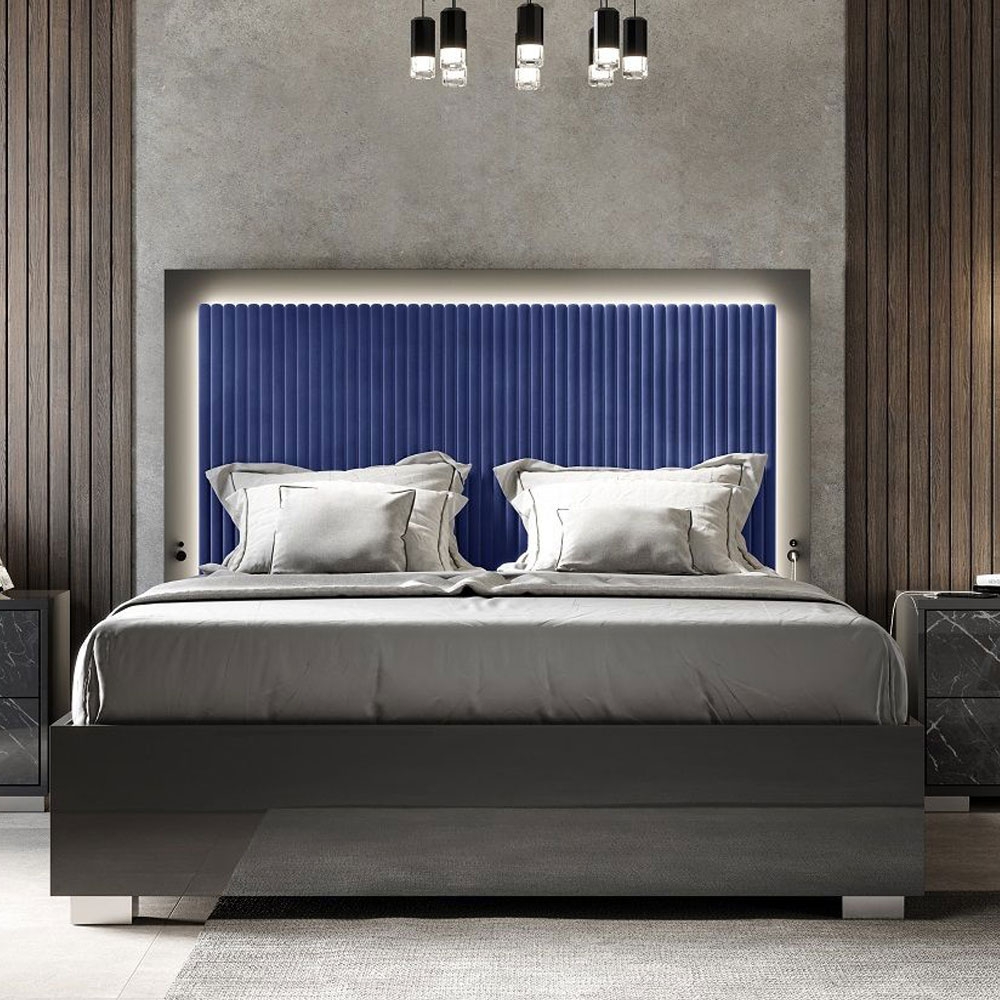Carvelle Night Bed - Fabric Headboard - Blue - Sizes Available