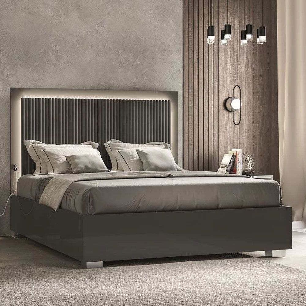 Carvelle Night Bed - Fabric Headboard - Grey - Sizes Available