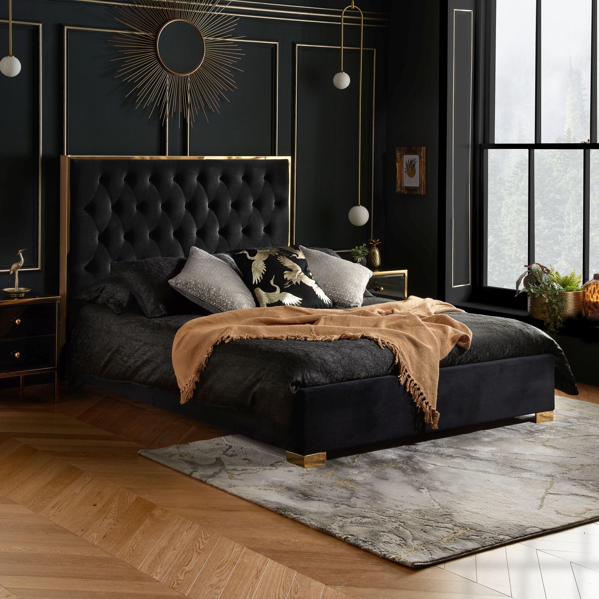 Chelsea Bed - Black Fabric - Sizes Available