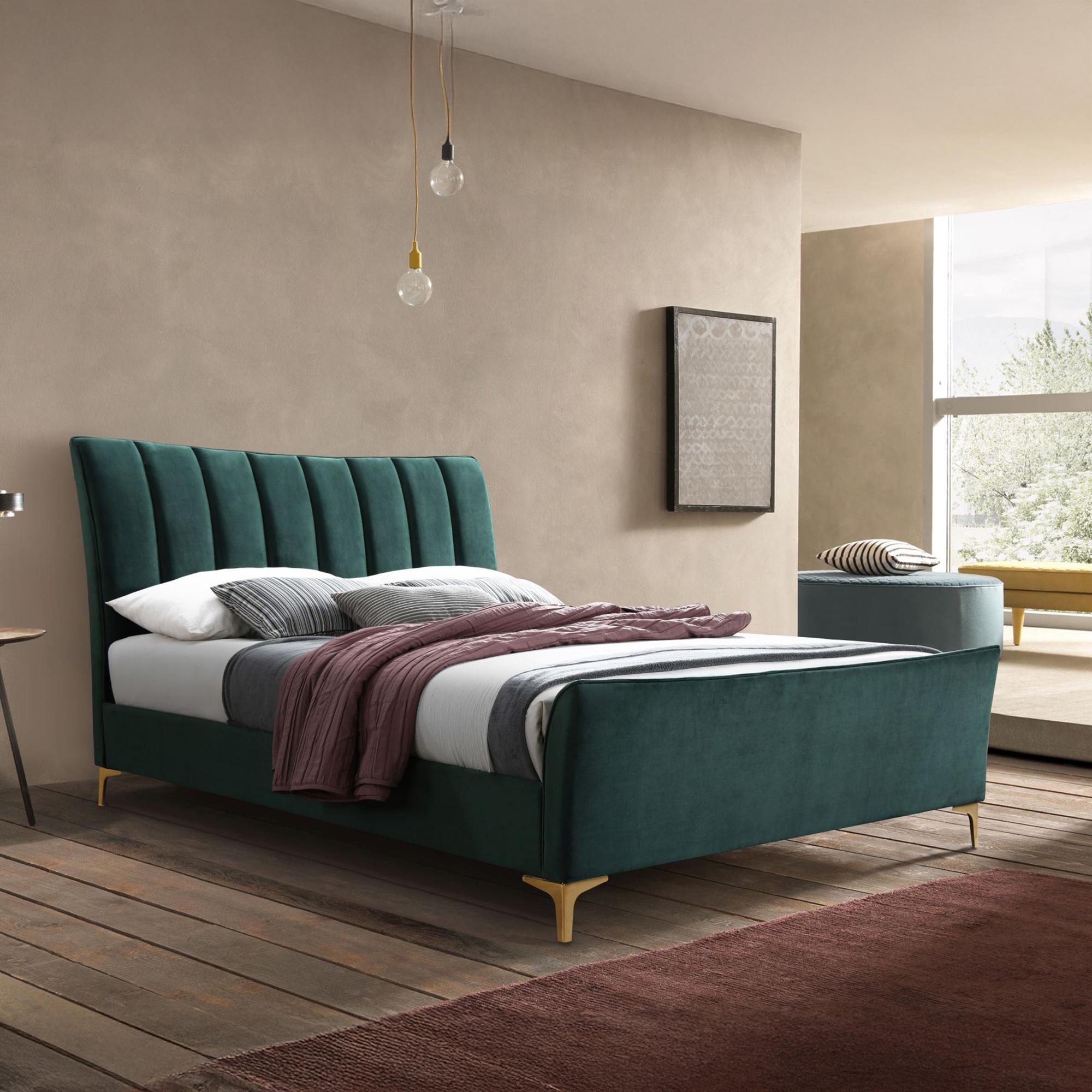 Clover Bed - Green Velvet Fabric - Sizes Available