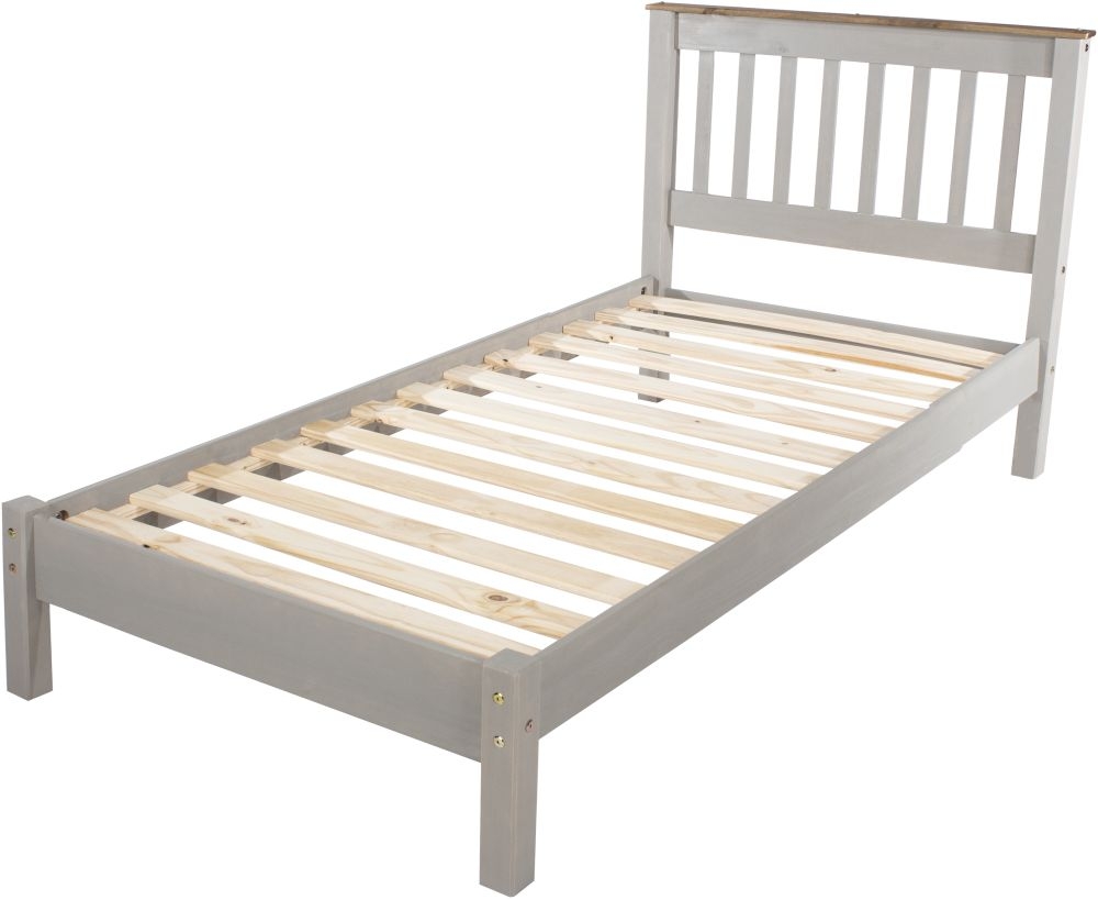 Corona Slatted Bed - Grey Mexican Pine - 3ft Single