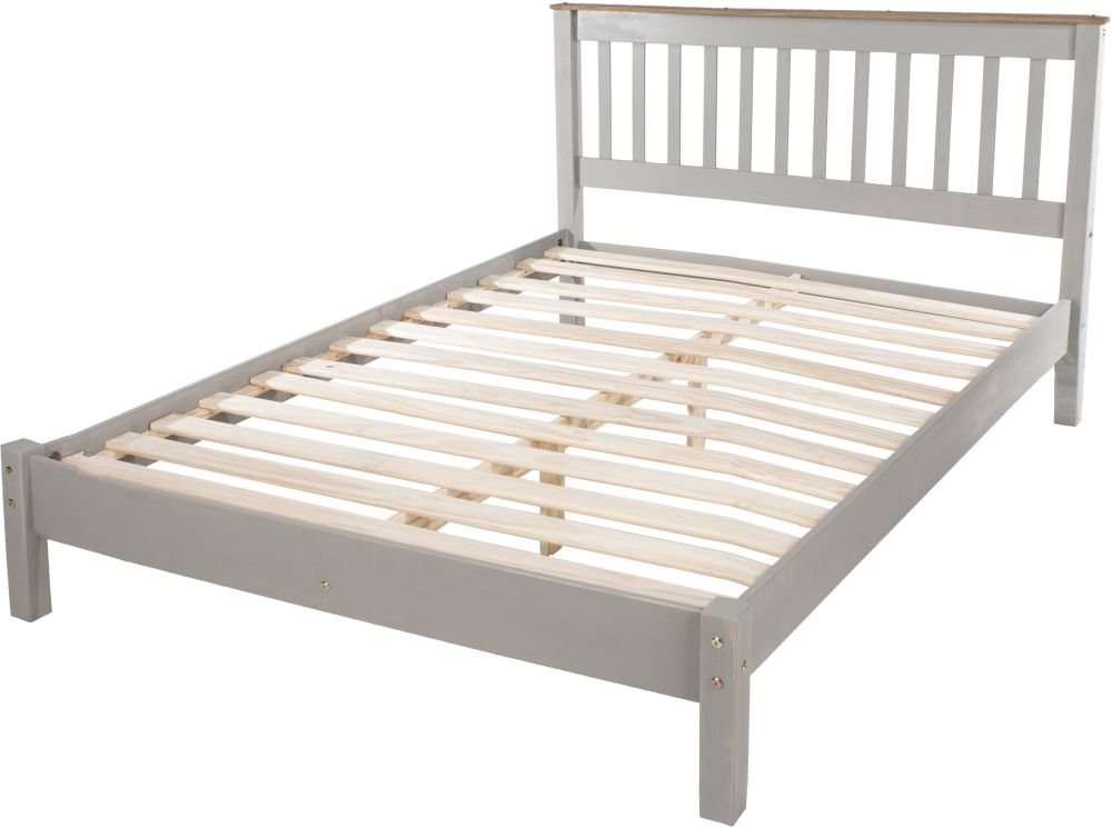 Corona Slatted Bed - Grey Mexican Pine - 4ft 6in Double
