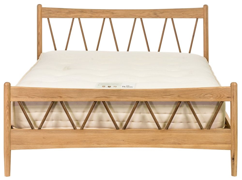Grace Bed - 4ft 6in Double - High Foot End - Natural Oak