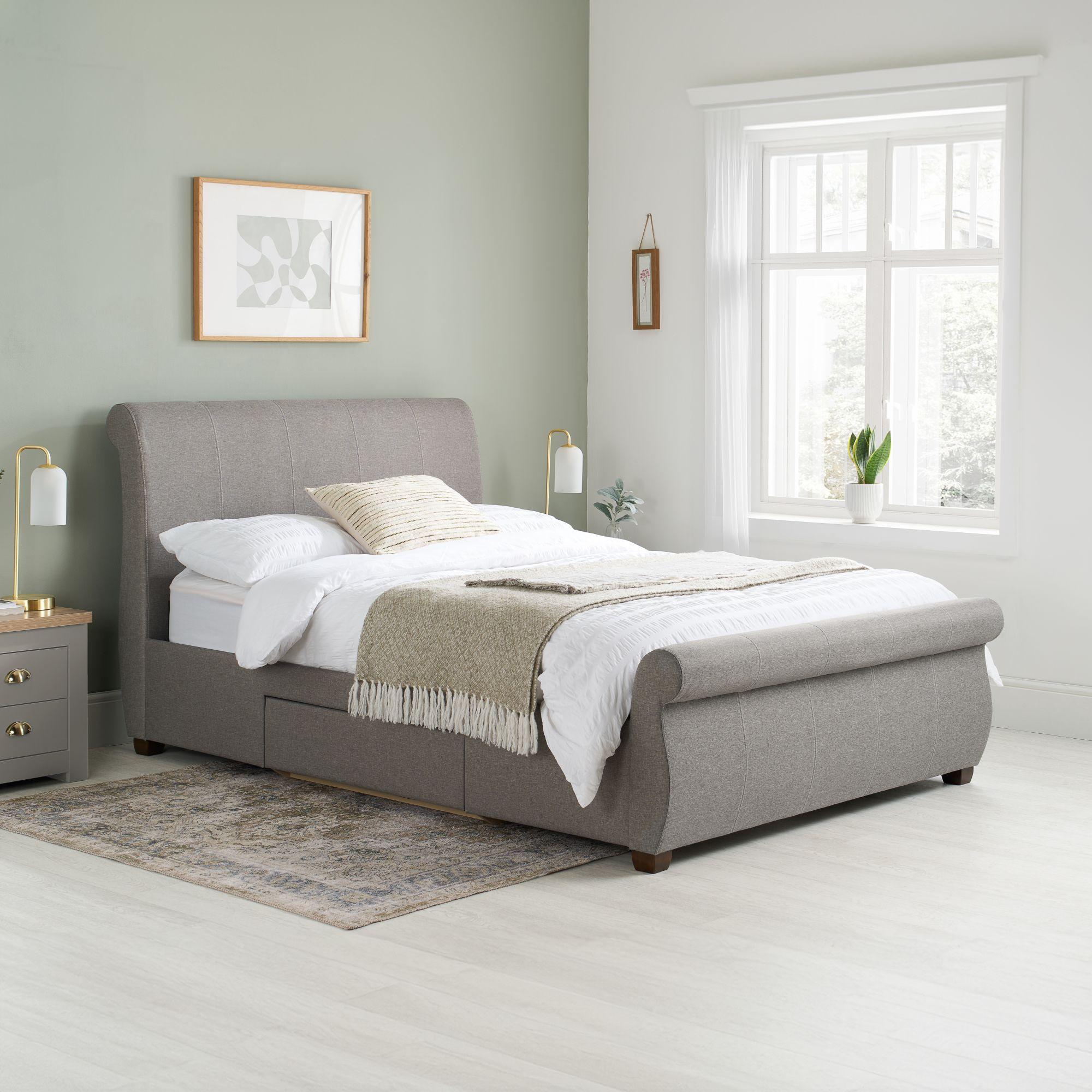 Lancaster Bed - Grey Fabric - 5ft King Size