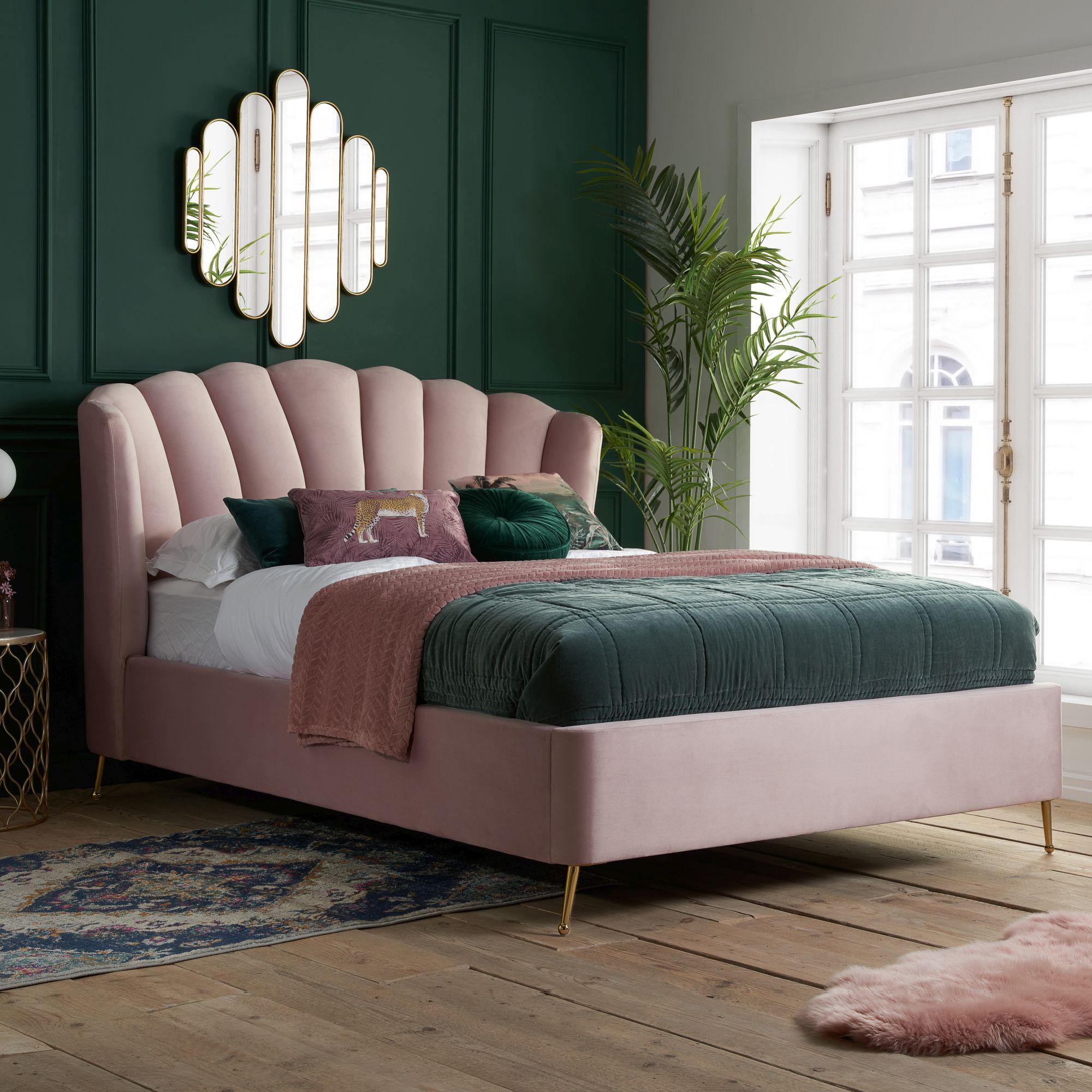 Lottie Ottoman Storage Bed - Pink Fabric - Sizes Available
