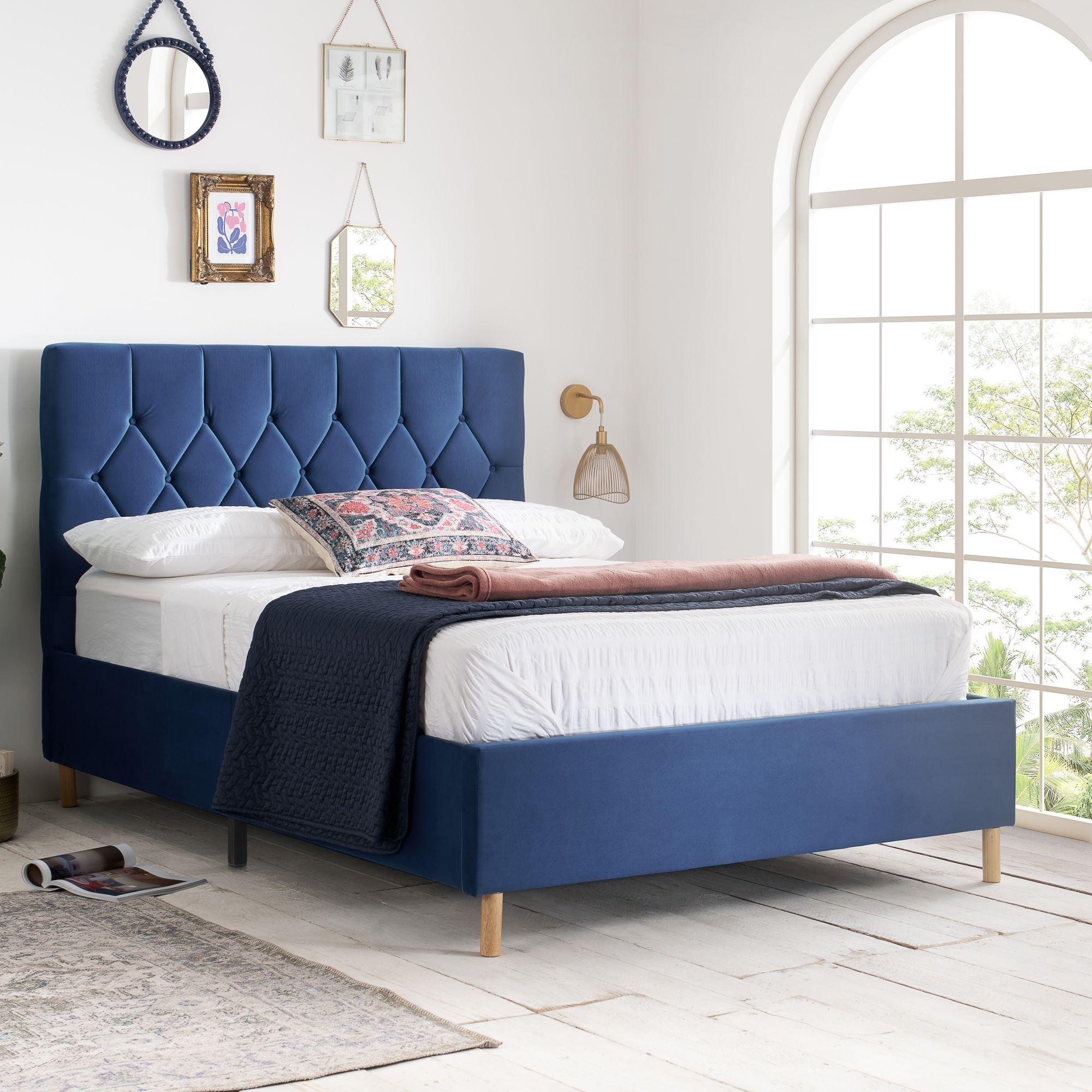 Loxley Bed - Blue Fabric - Sizes Available