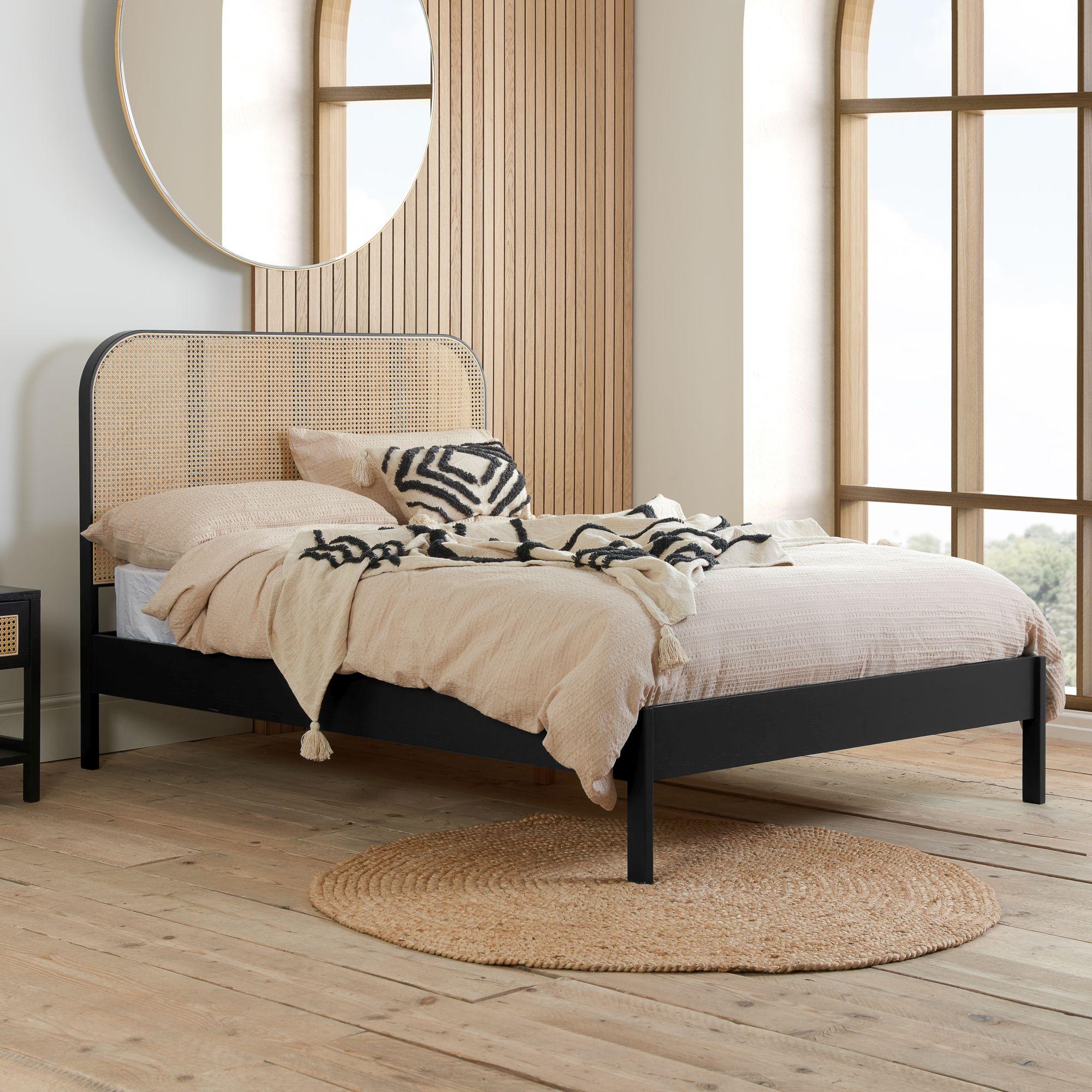 Margot Bed - Black Rattan - Sizes Available